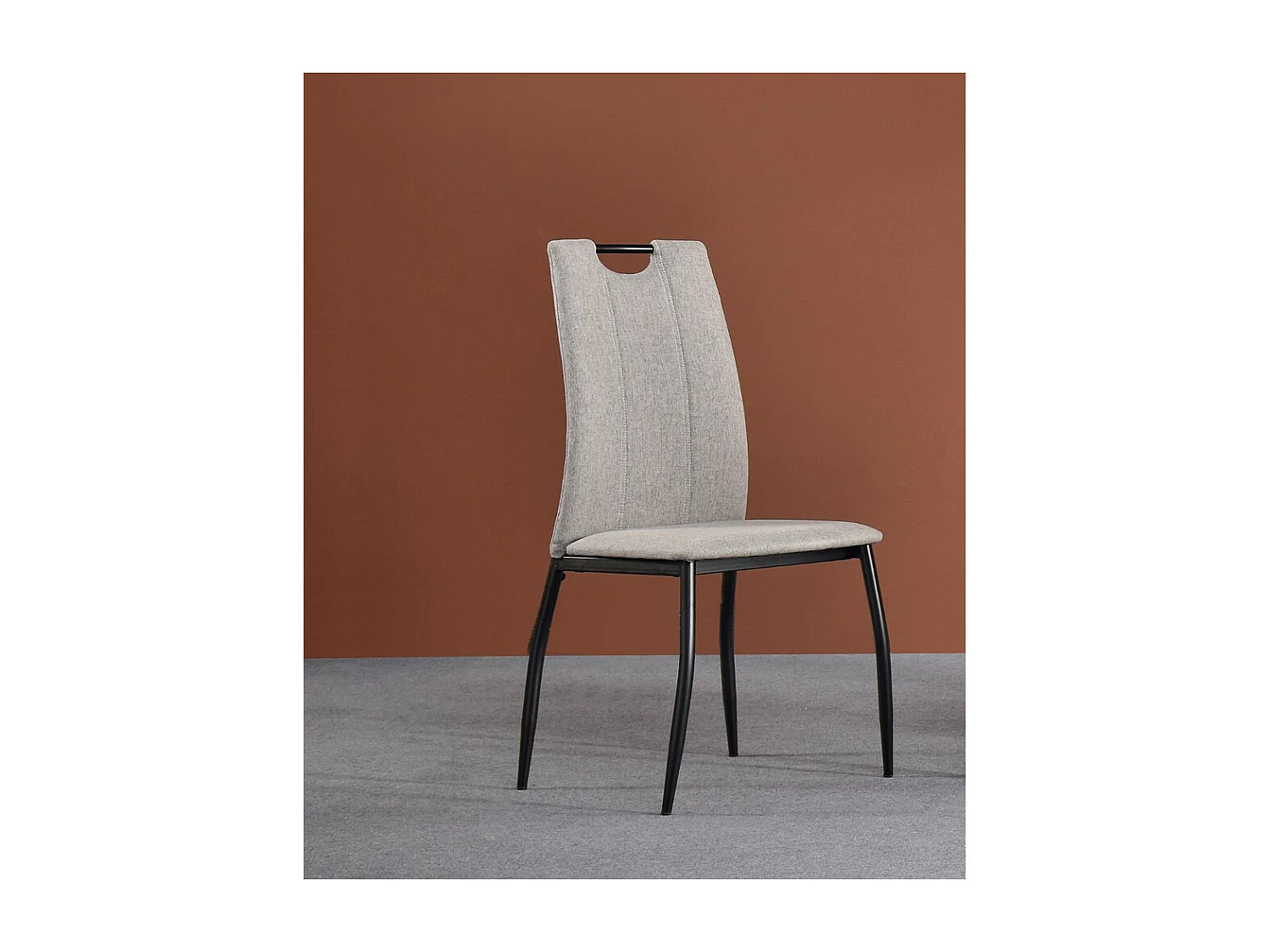 Zestaw krzeseł 4 szt. - tkanina i czarny metal - jasnoszary - STORY