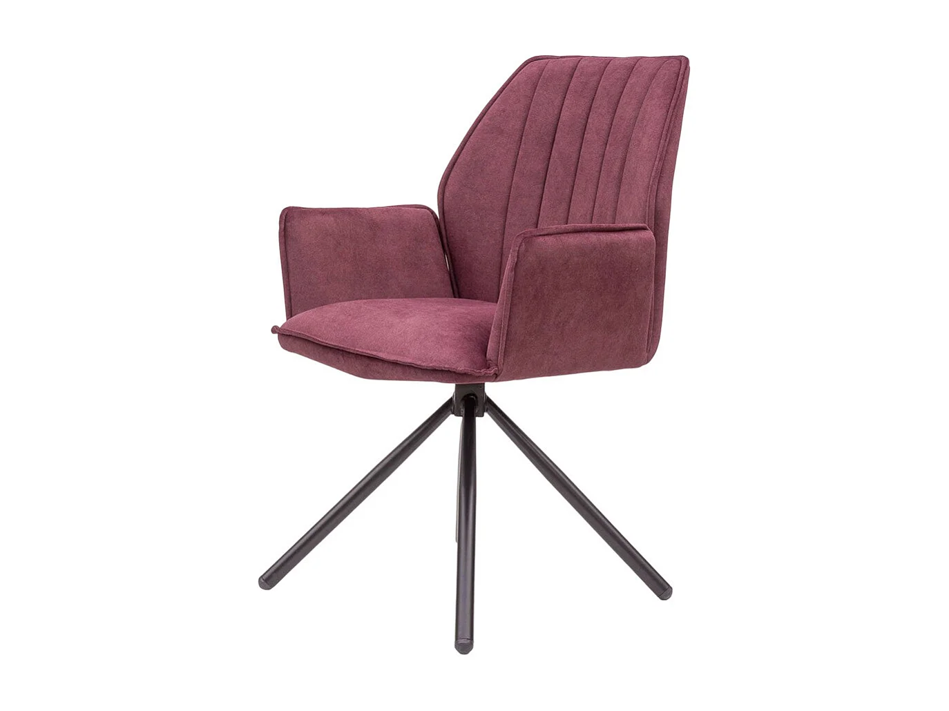 Stuhl 2er-Set - Stoff & schwarzes Metall - Bordeaux - JANSON