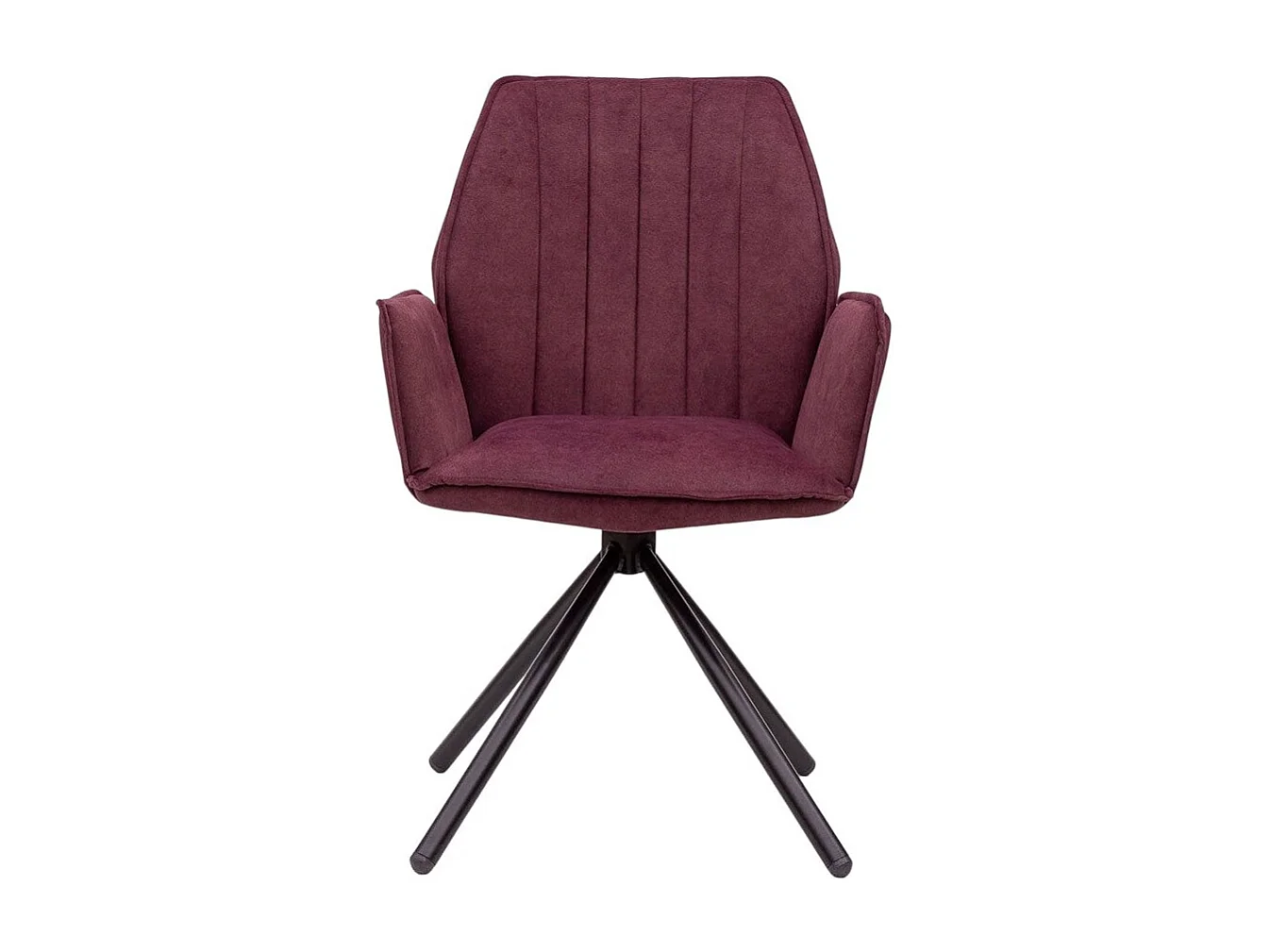 Stuhl 2er-Set - Stoff & schwarzes Metall - Bordeaux - JANSON