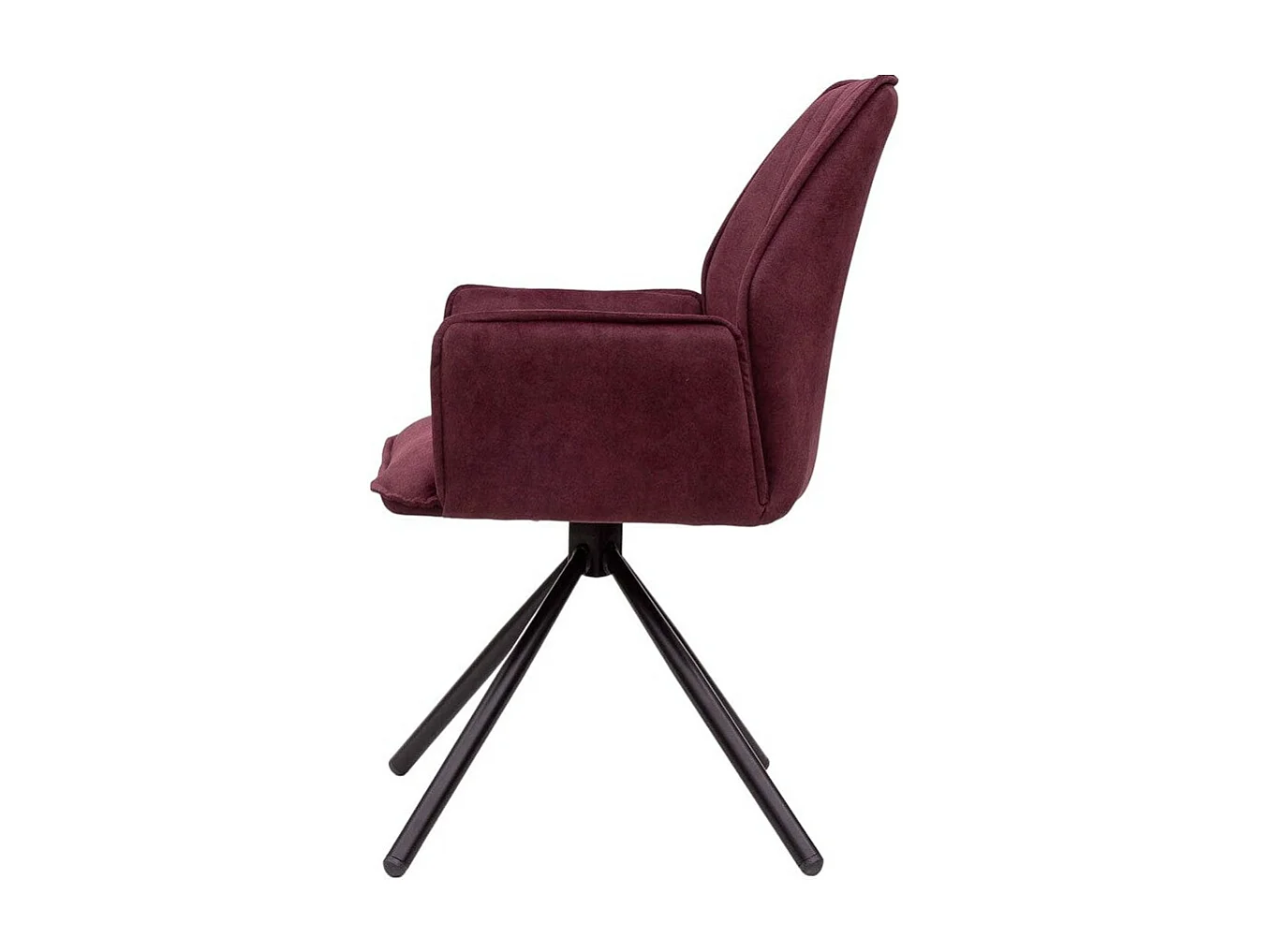 Stuhl 2er-Set - Stoff & schwarzes Metall - Bordeaux - JANSON