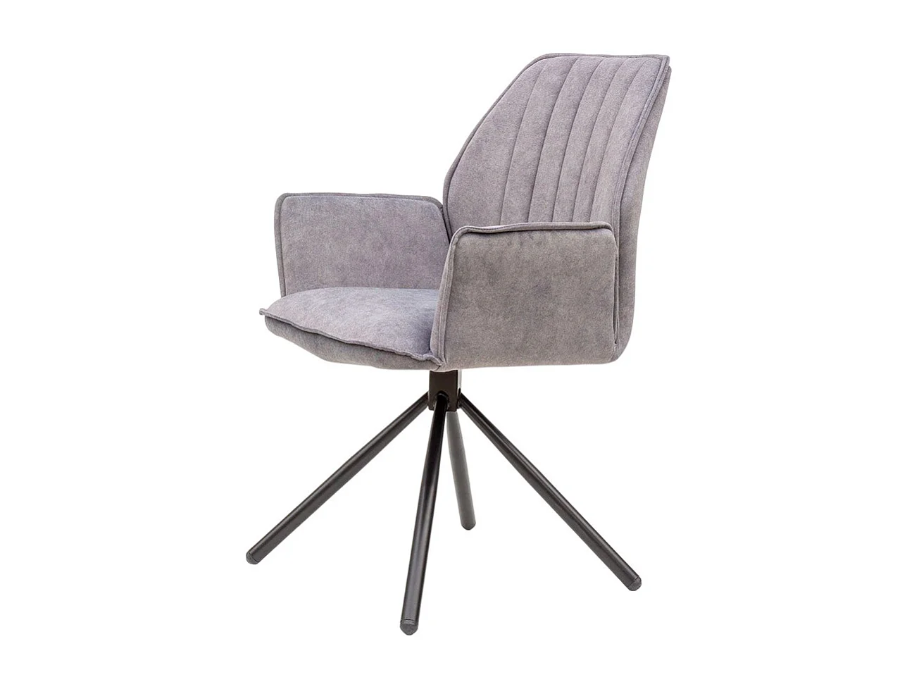 Stuhl 2er-Set - Stoff & schwarzes Metall - Hellgrau - JANSON