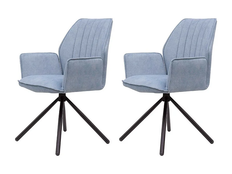 Lot de 2 chaises - tissu et métal noir - gris clair - JANSON