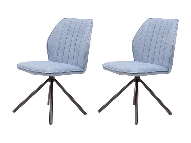 Lot de 2 chaises - tissu et métal noir - gris clair - JAN