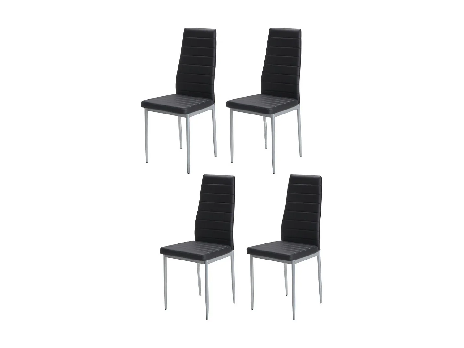 Lot de 4 chaises - simili cuir et métal noir - cappuccino - DEJANA