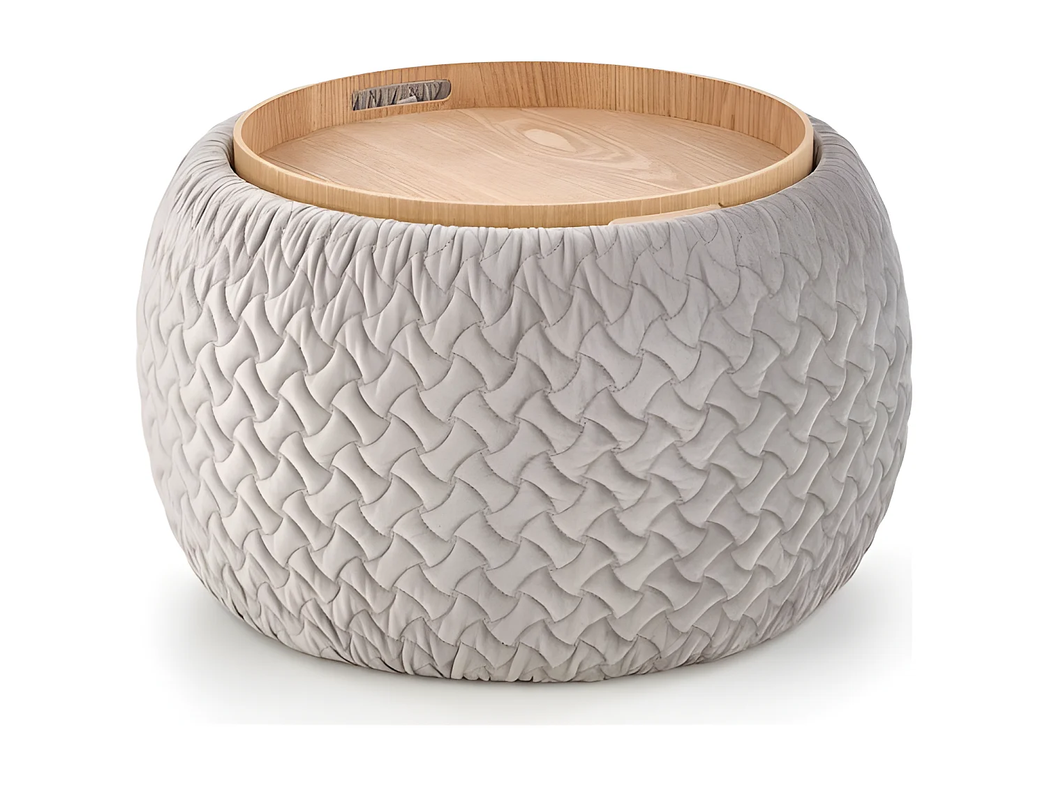 Pouf rond avec fonction de rangement 54 cm x 37 cm - Gris clair