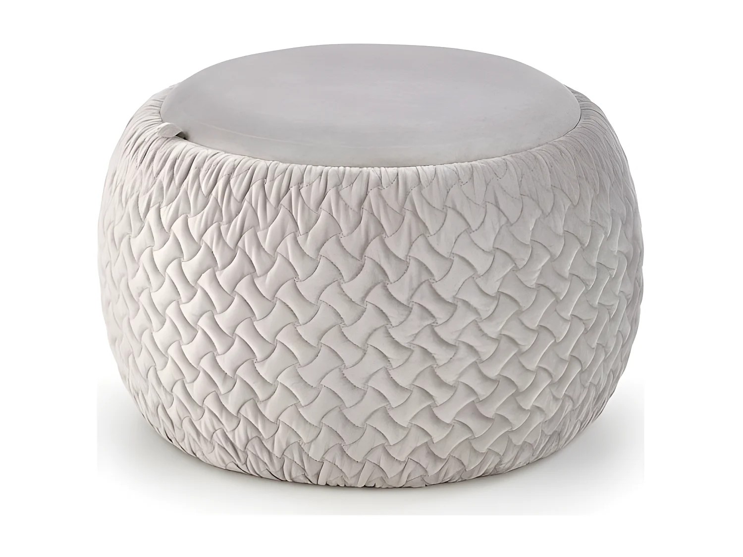 Pouf rond avec fonction de rangement 54 cm x 37 cm - Gris clair