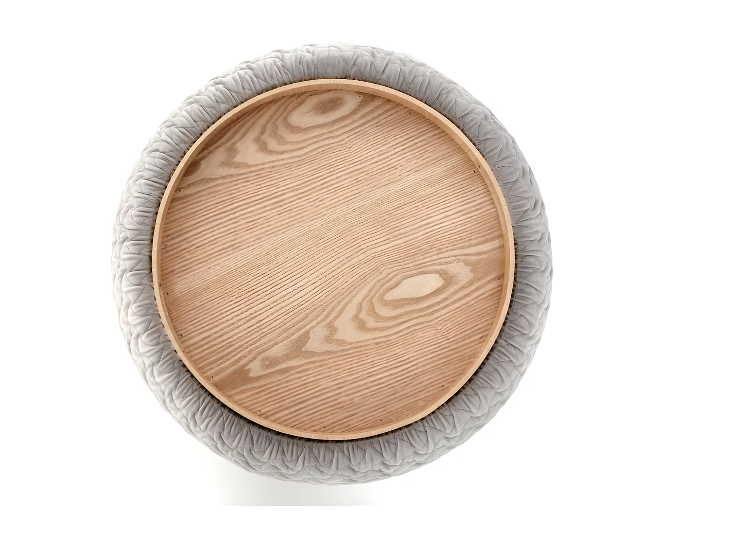 Pouf rond avec fonction de rangement 54 cm x 37 cm - Gris clair