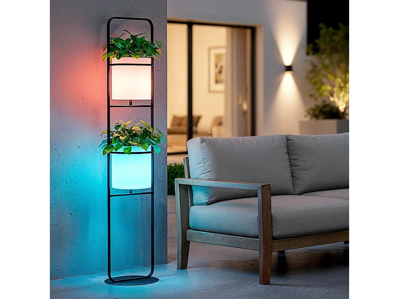 Lampadaire Extérieur Métal LED 5W RGB Pot de Fleurs Ø30 cm Rechargeable IP65 RGBW