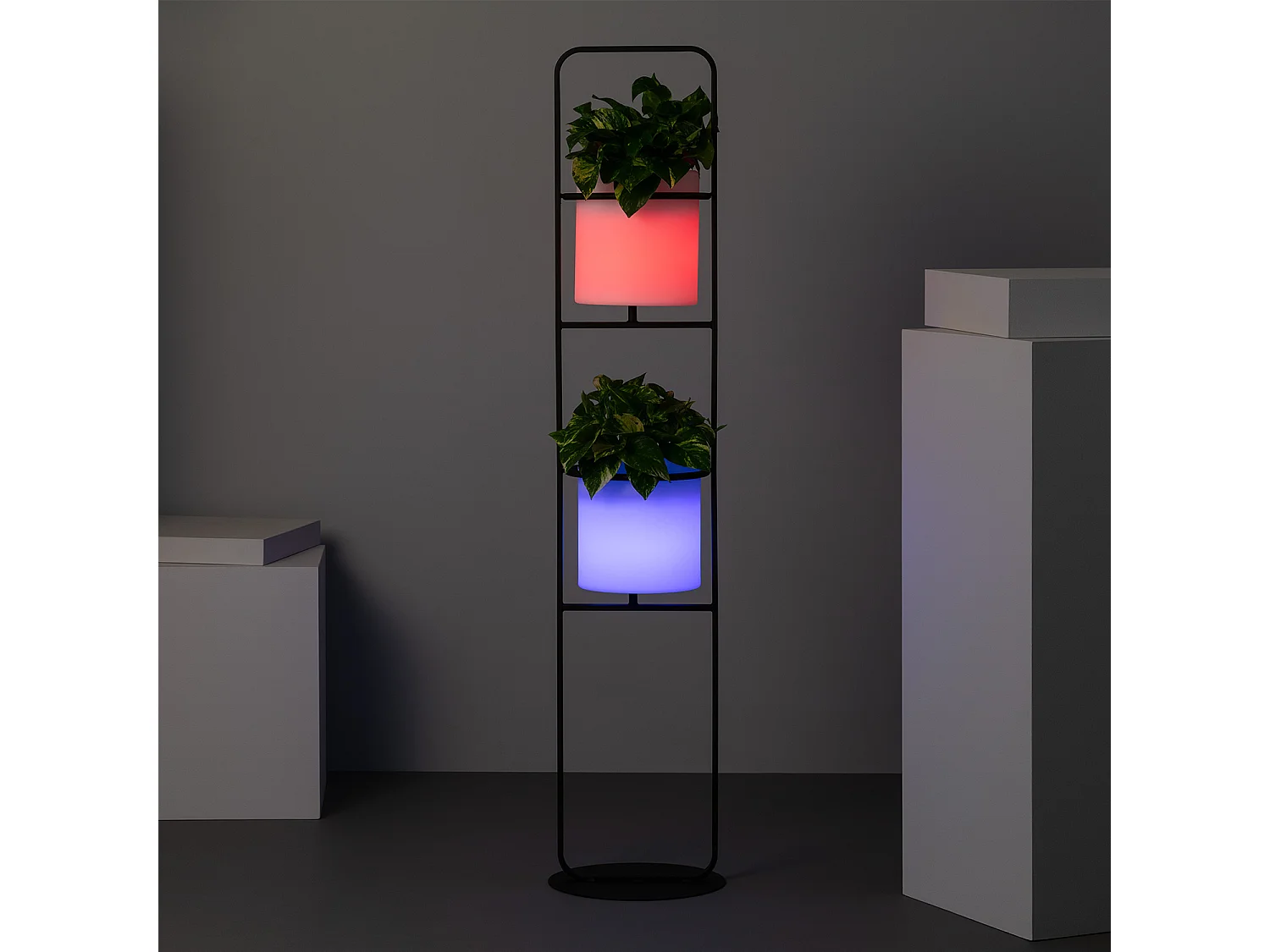 Lampadaire Extérieur Métal LED 5W RGB Pot de Fleurs Ø30 cm Rechargeable IP65 RGBW