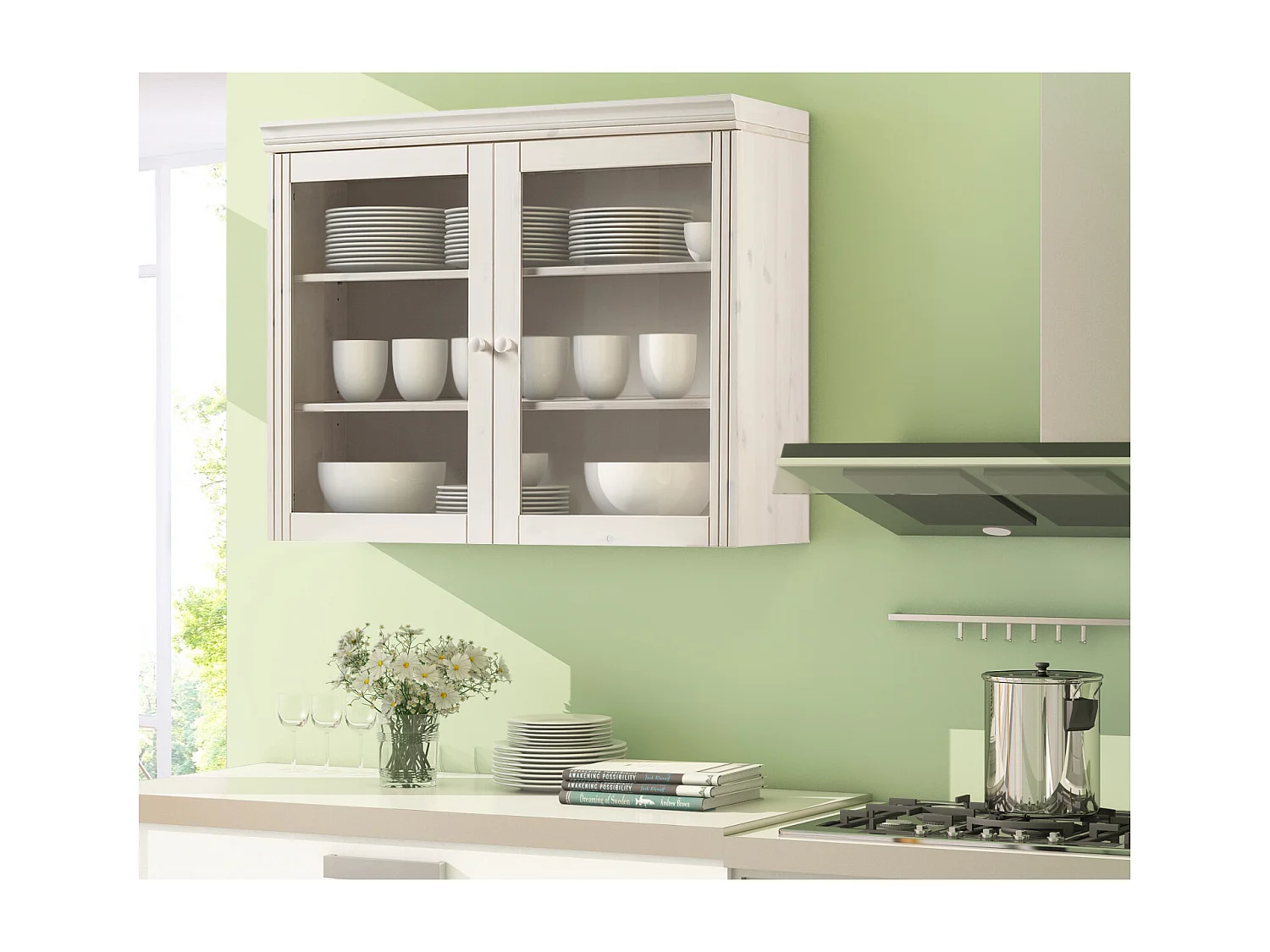 Armadio a muro in pino bianco