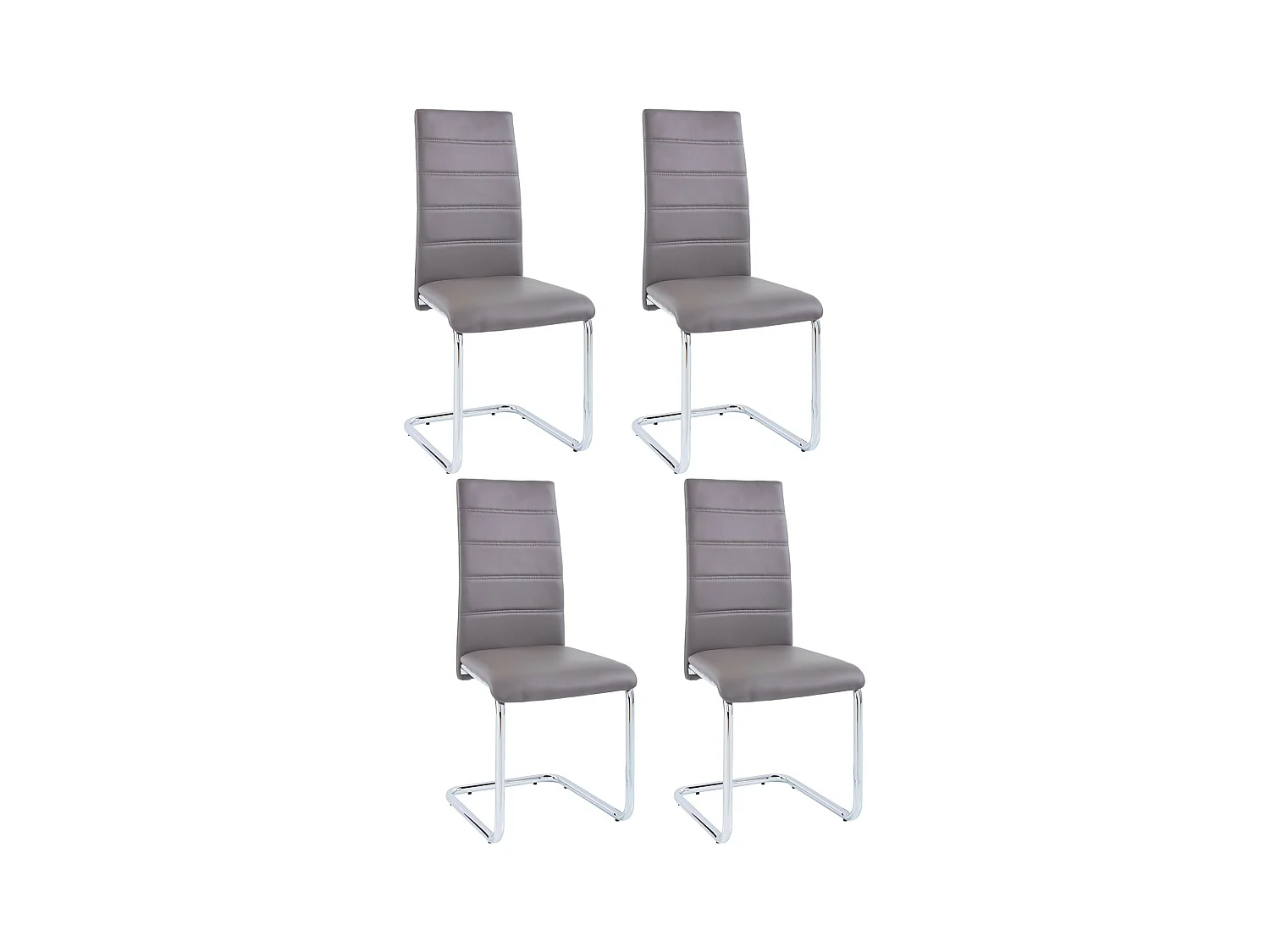 Adora | Chaise 4 Pack en PU Cappucino / Chrome