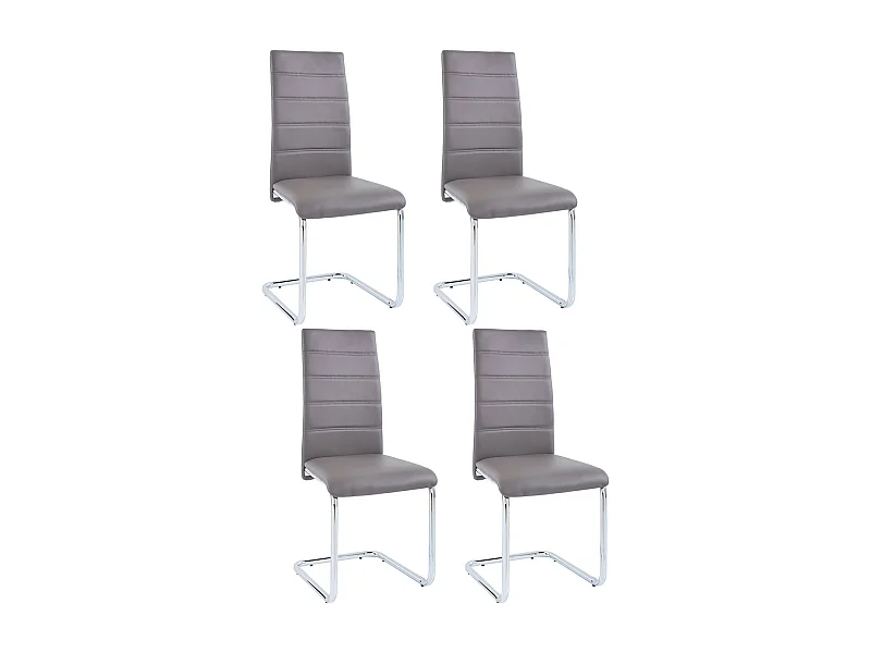 Adora | Chaise 4 Pack en PU Cappucino / Chrome