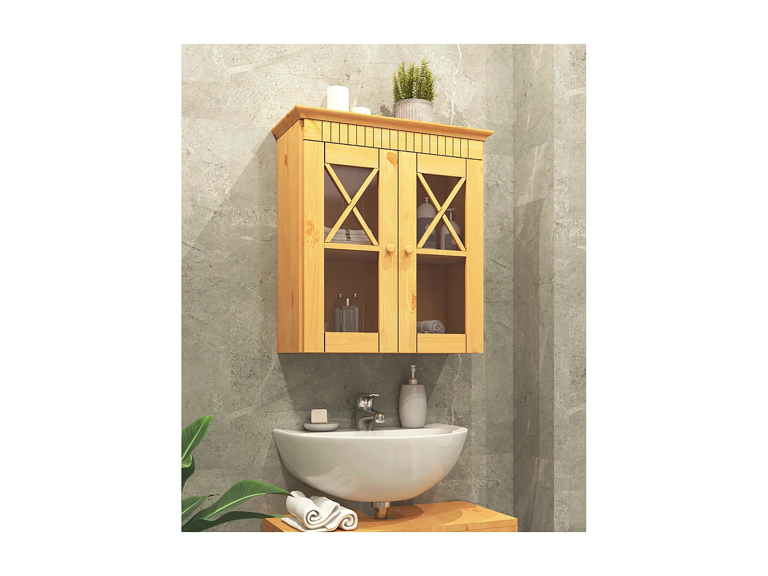 CORNELIA | Armoire de toilette en pin Marron