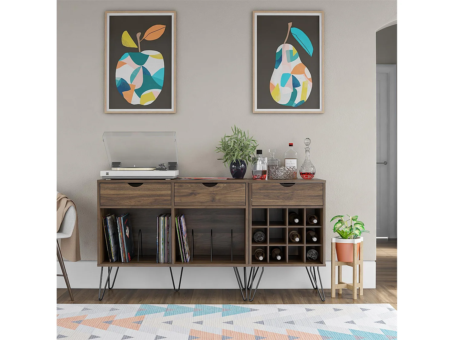 Concord | Meuble de rangement pour boissons en aspect noyer