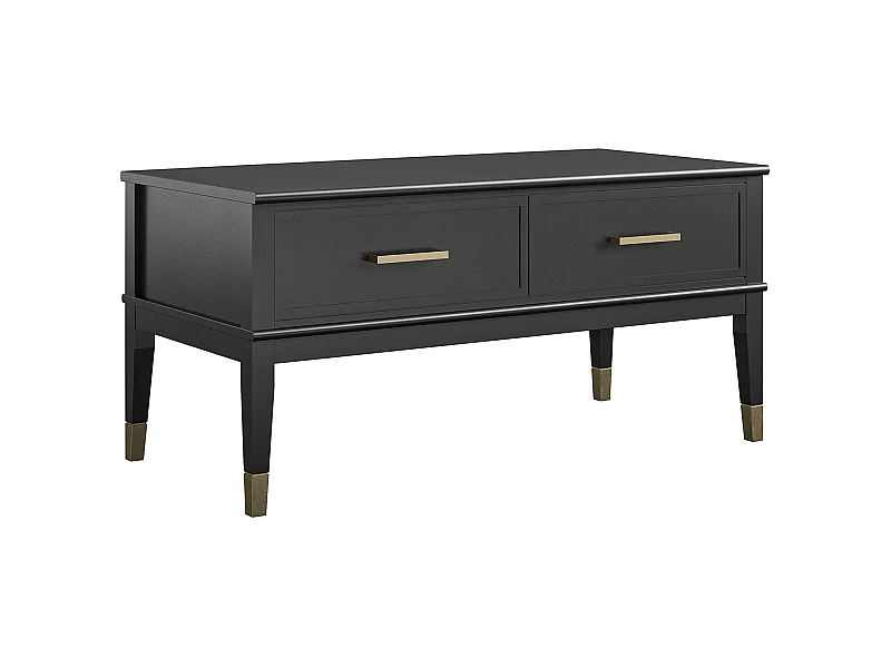 Tavolino da caffè con piano rialzabile e 2 cassetti in truciolato nero