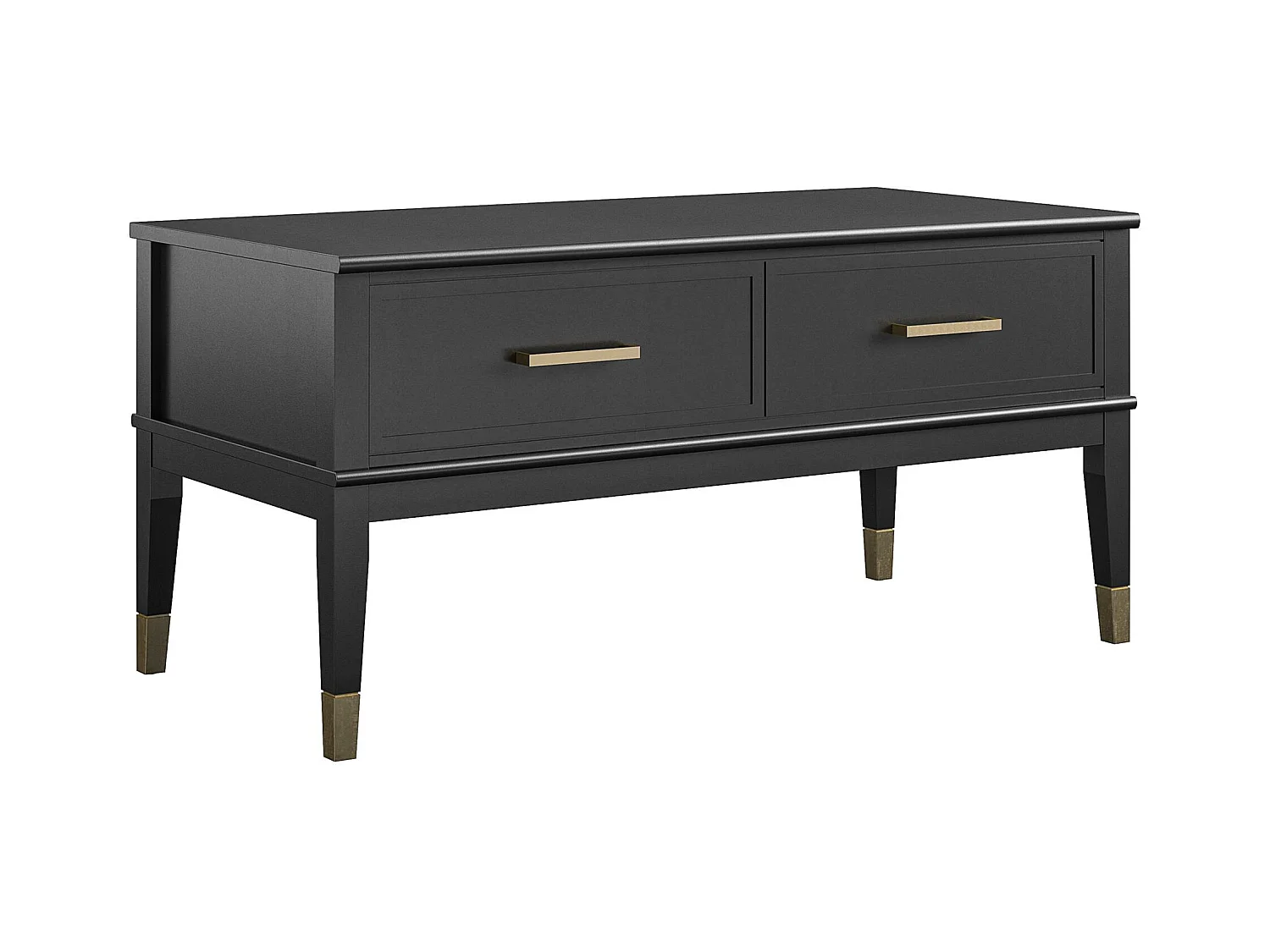 Westerleigh | Table basse avec plateau relevable et 2 tiroirs en panneau de particules noir