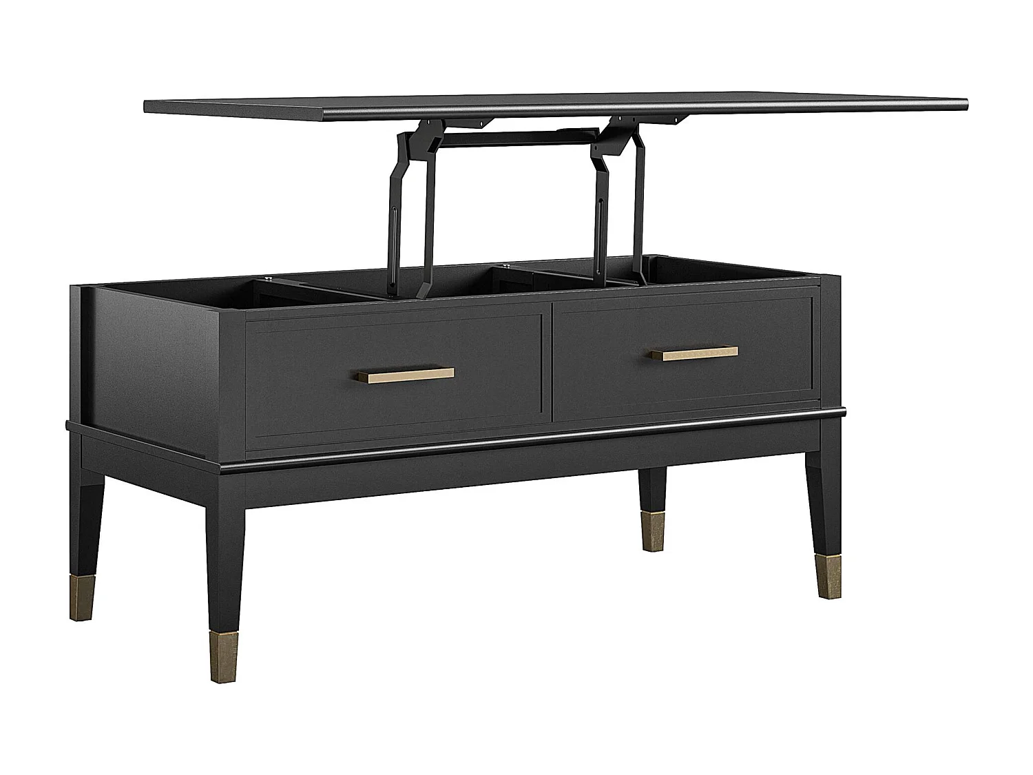 Couchtisch mit Lifttop und 2 Schubladen aus Spanplatte Schwarz