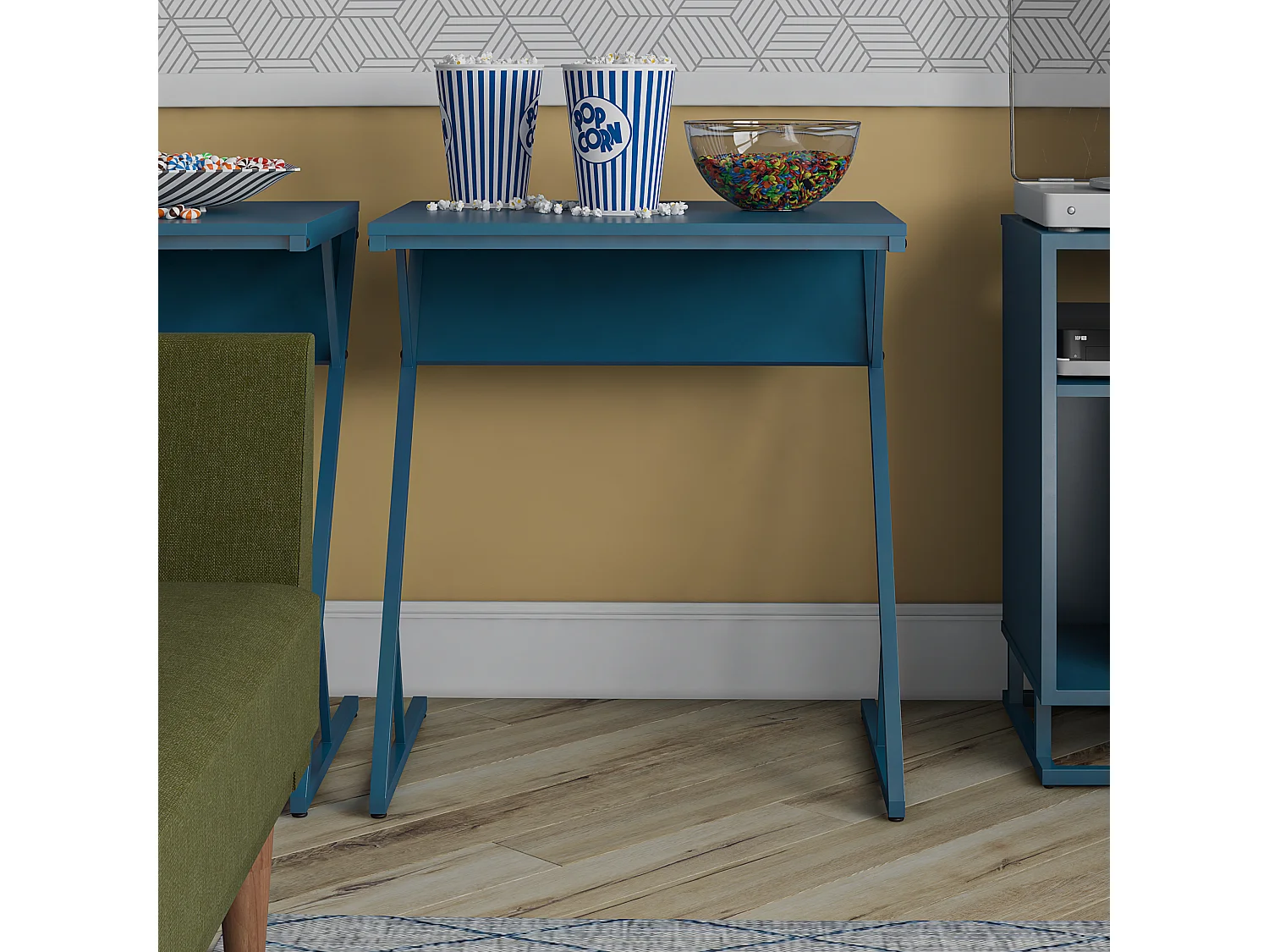 Regal | Bureau pour ordinateur portable avec cadre en métal bleu