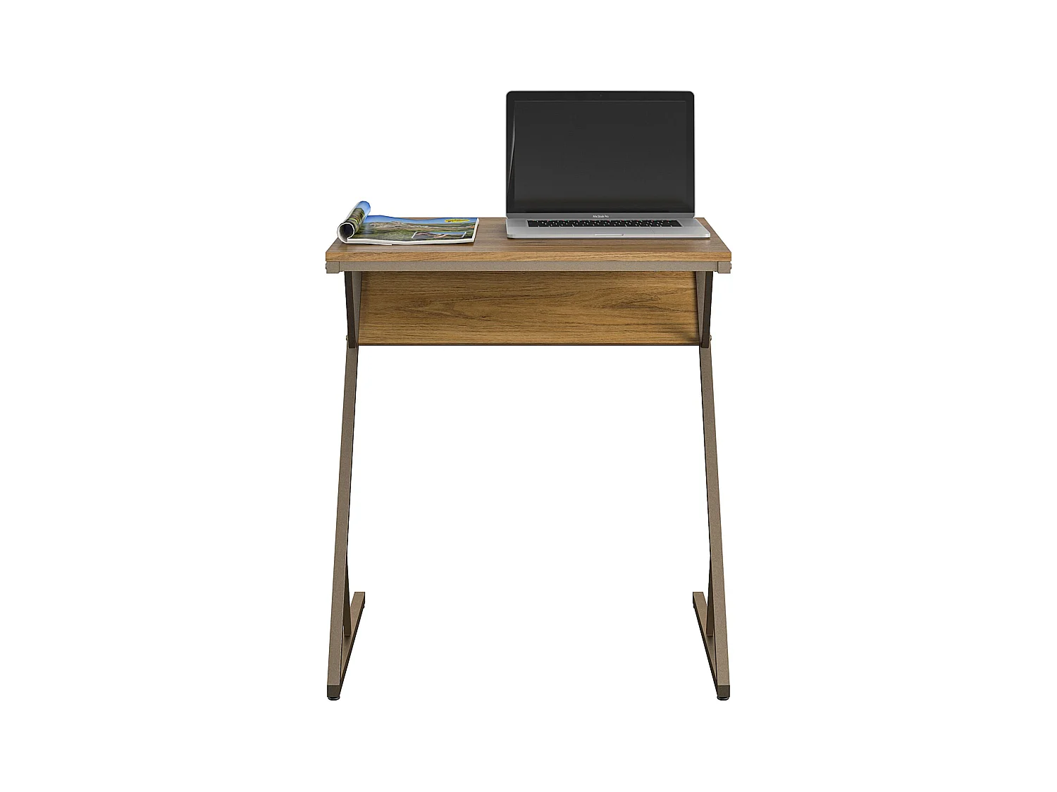 Regal | Bureau pour ordinateur portable avec cadre en métal aspect noyer