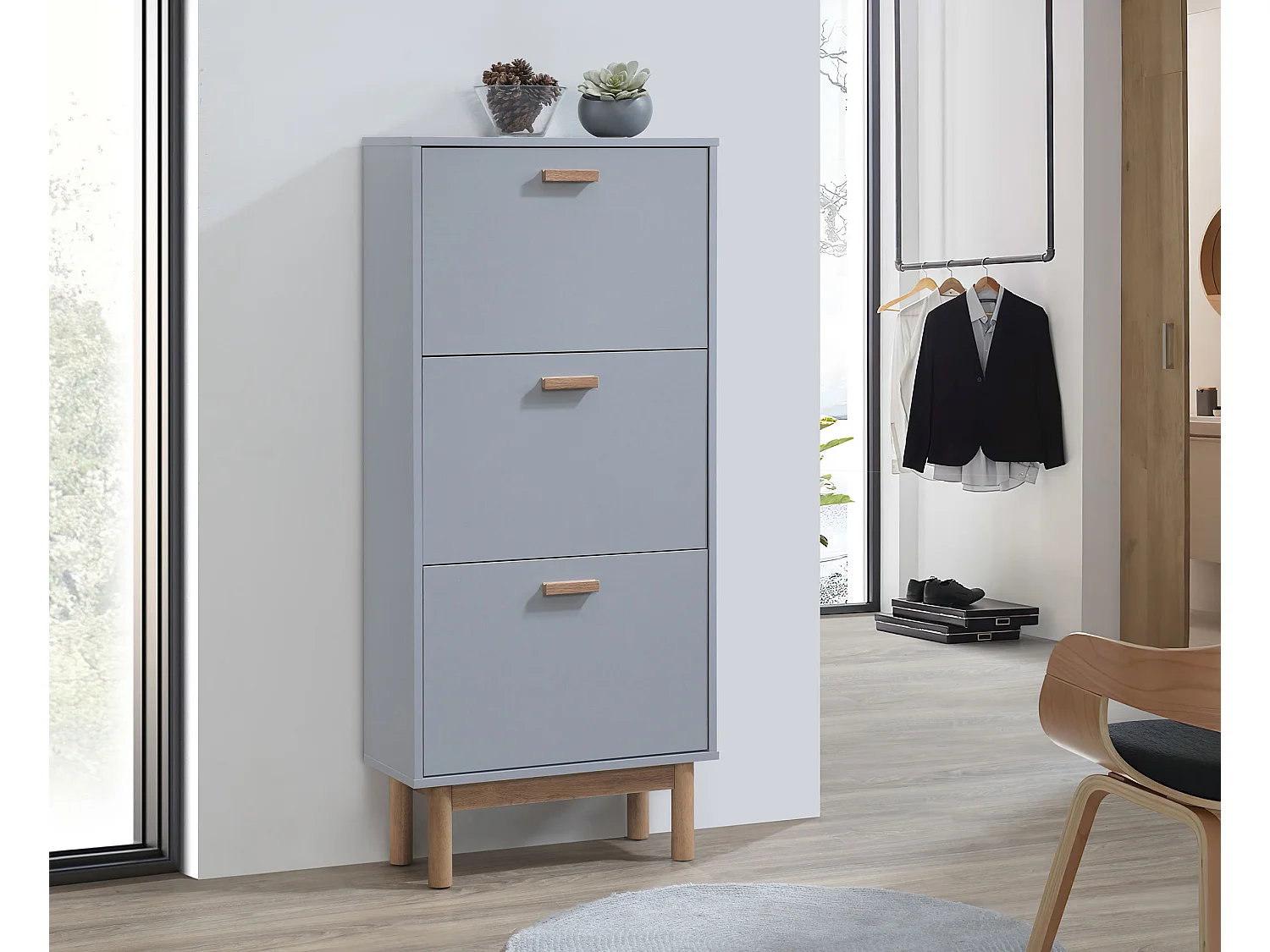 Melanie | Meuble à chaussures en chêne gris