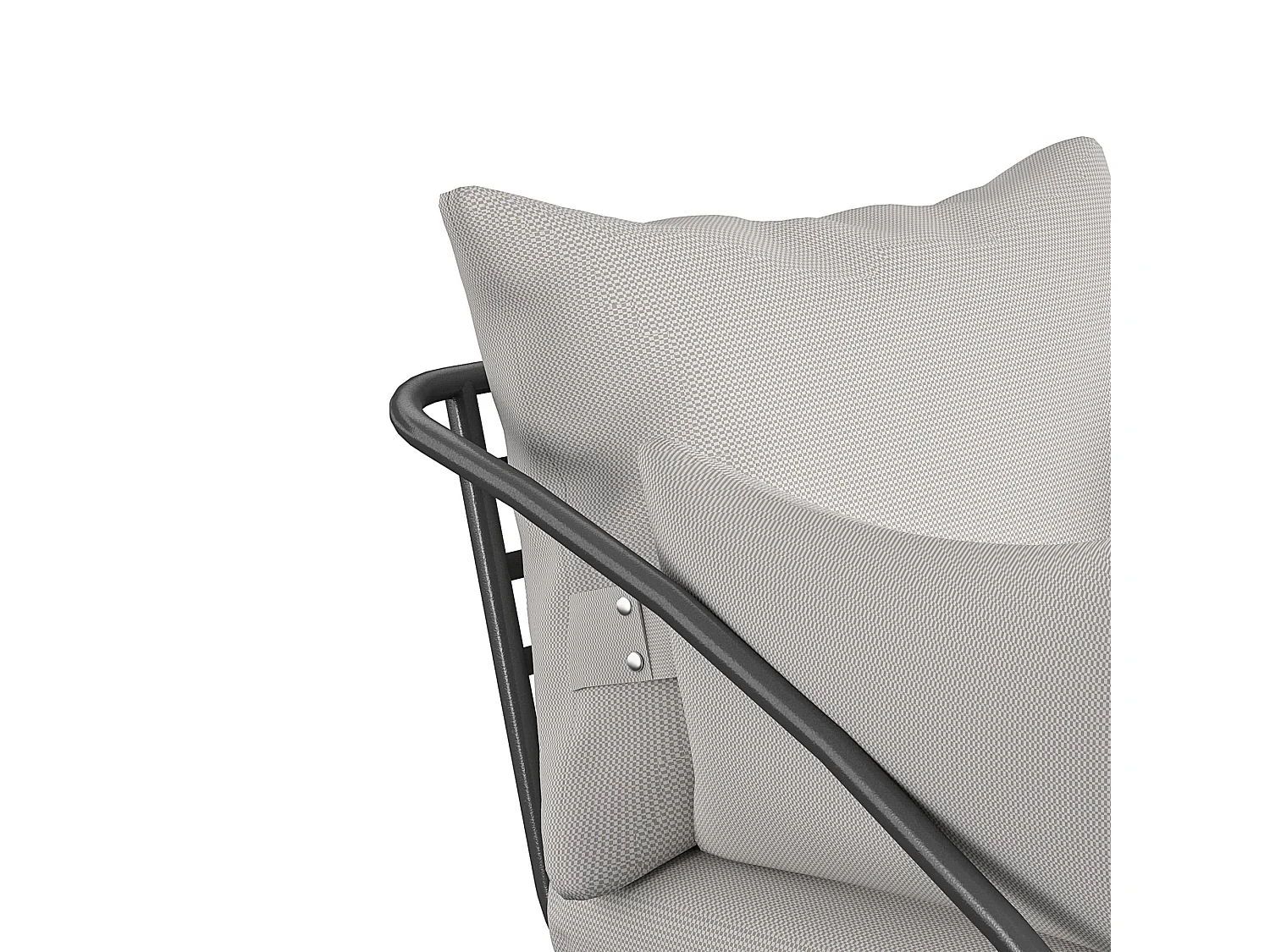 Teddi | Chaise longue d'extérieur Lot de 2 en polyester gris et structure en acier noir