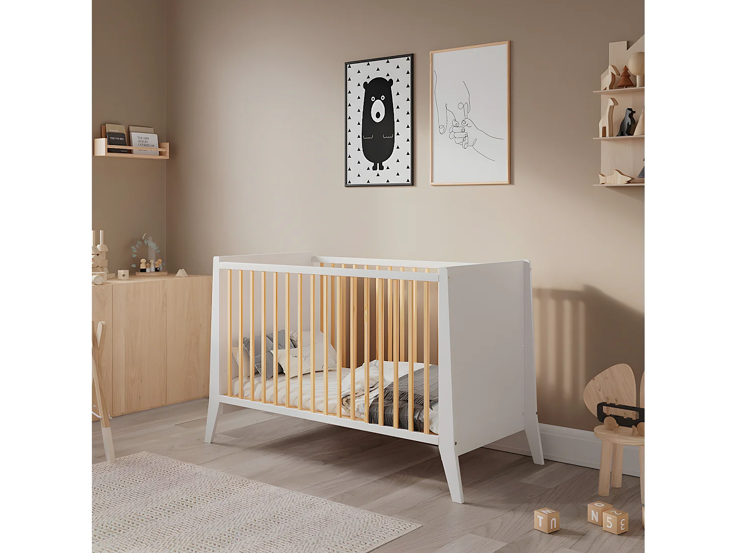 MINEA | Lit bébé évolutif TIMEO 60x120 cm (matelas non inclus)