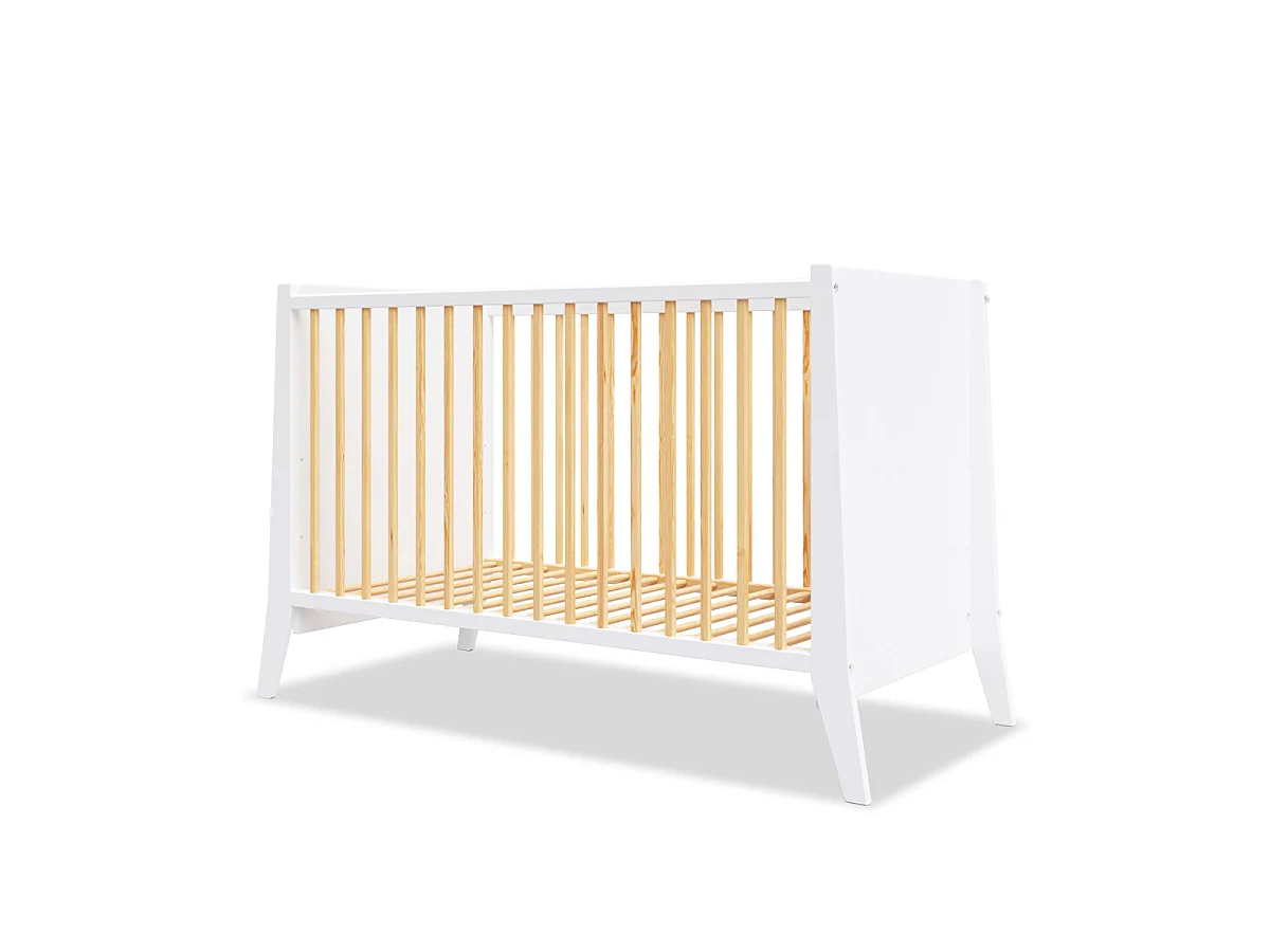 Lit bébé évolutif Timeo  bois et blanc 60x120cm