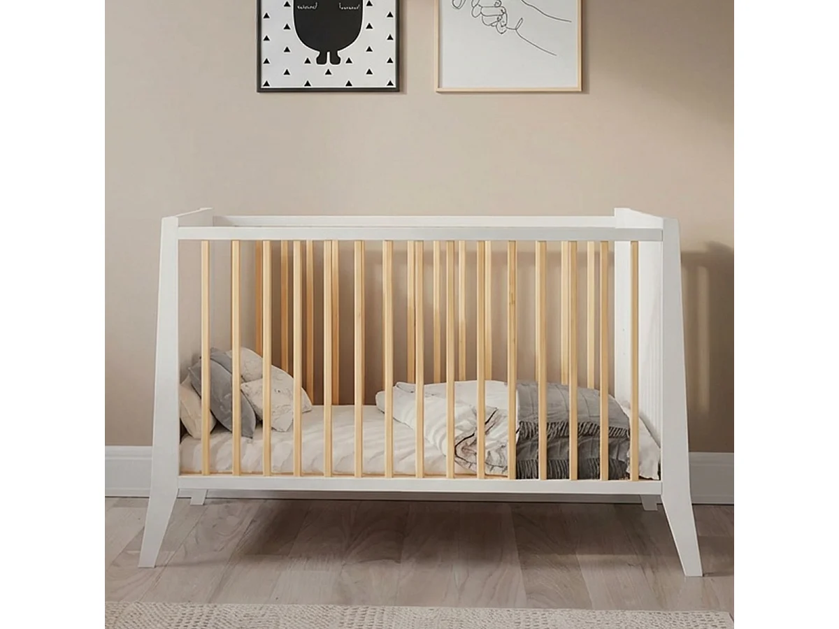 Lit bébé évolutif Timeo  bois et blanc 60x120cm