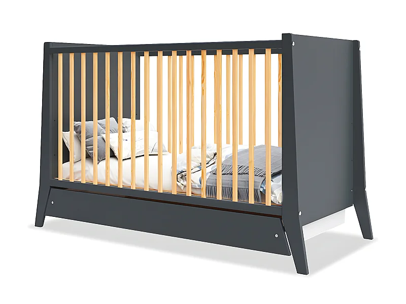 MINEA | Lit bébé évolutif avec tiroir TIMEO 60x120 cm (matelas non inclus)