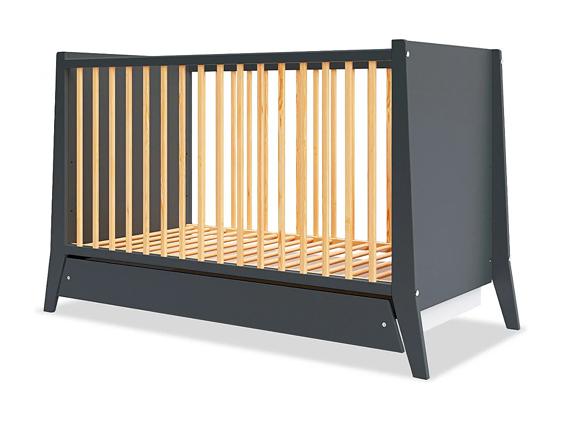 MINEA | Lit bébé évolutif avec tiroir TIMEO 60x120 cm (matelas non inclus)