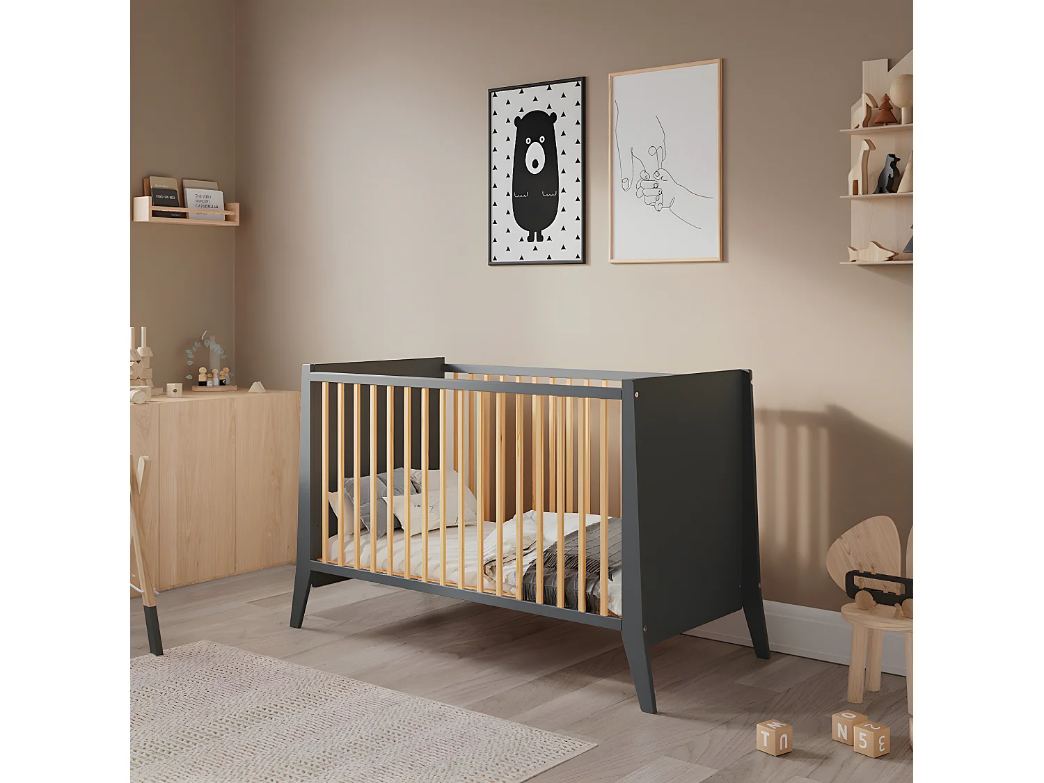 MINEA | Lit bébé évolutif TIMEO 60x120 cm (matelas non inclus)