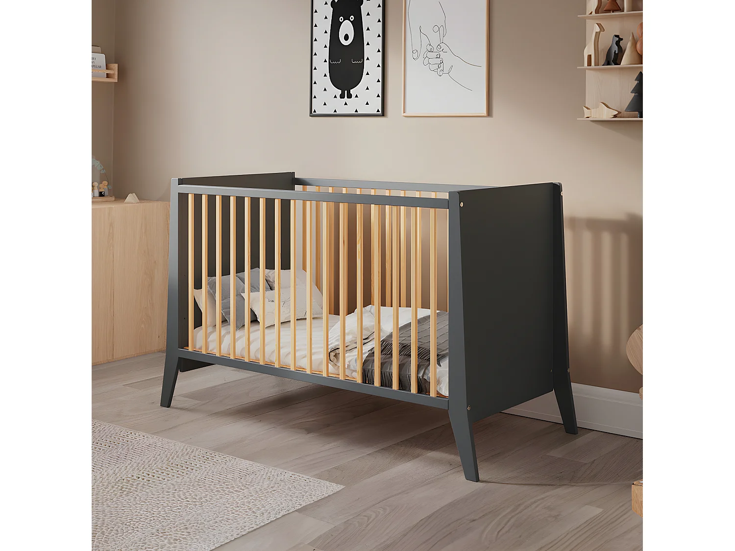 MINEA | Lit bébé évolutif TIMEO 60x120 cm (matelas non inclus)