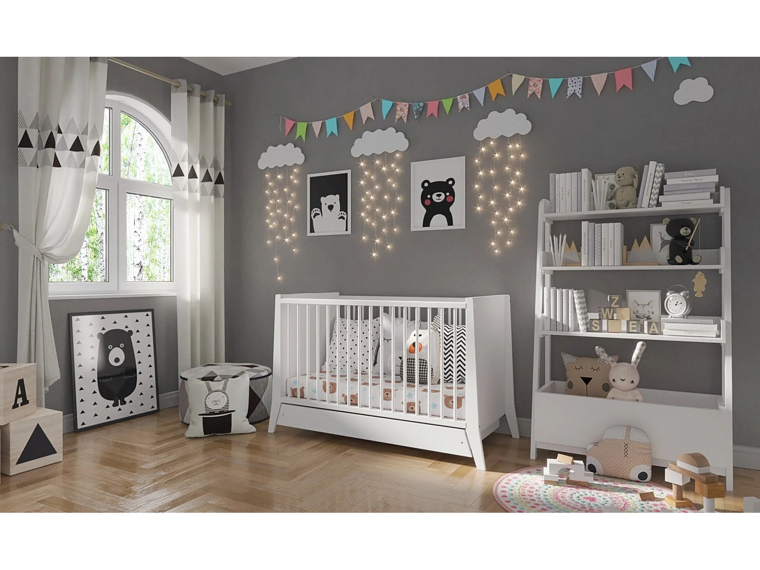 MINEA | Lit bébé évolutif avec tiroir TIMEO 60x120 cm (matelas non inclus)