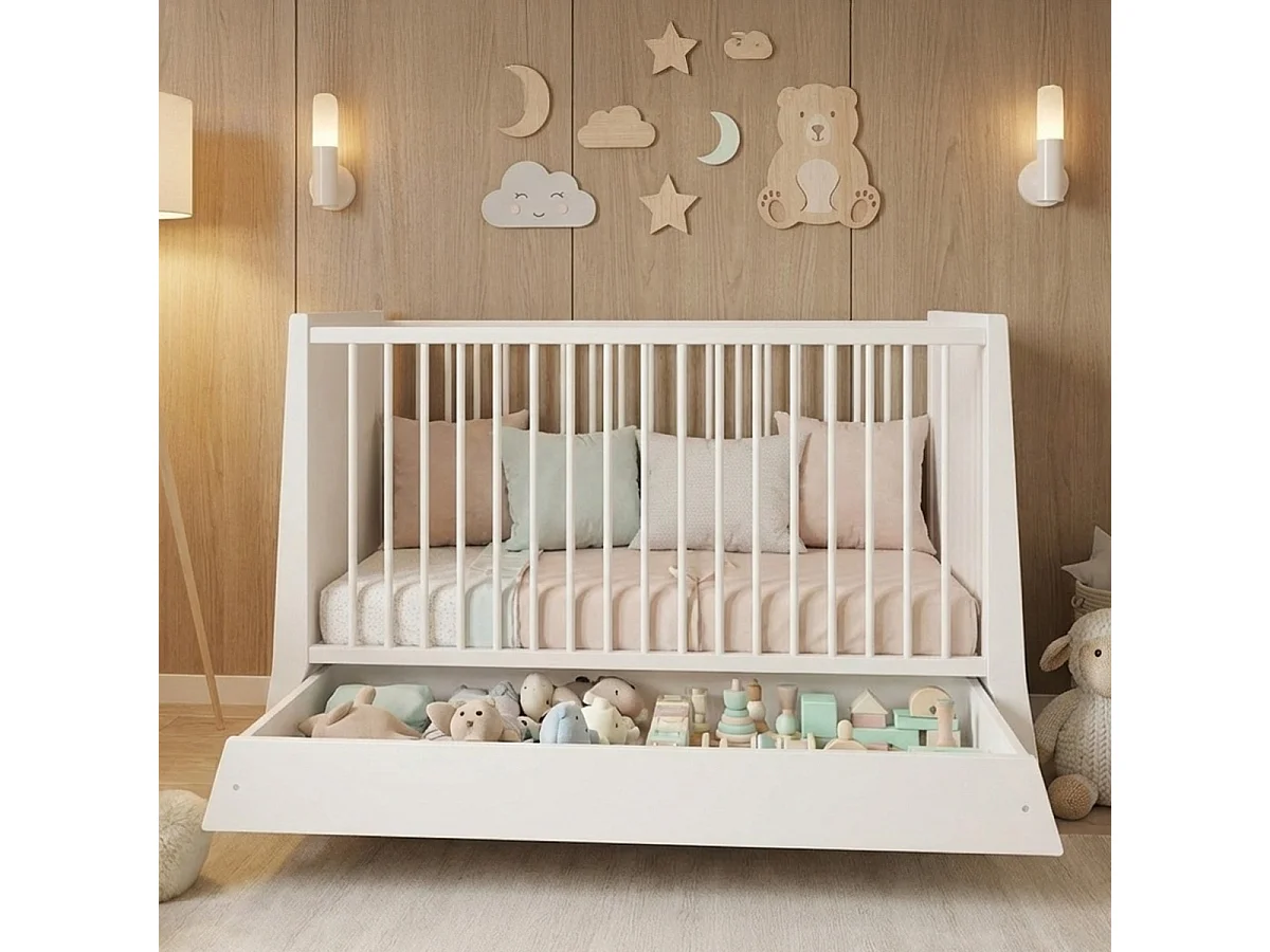 Lit bébé évolutif Timeo Espace qui grandit blanc 60x120cm