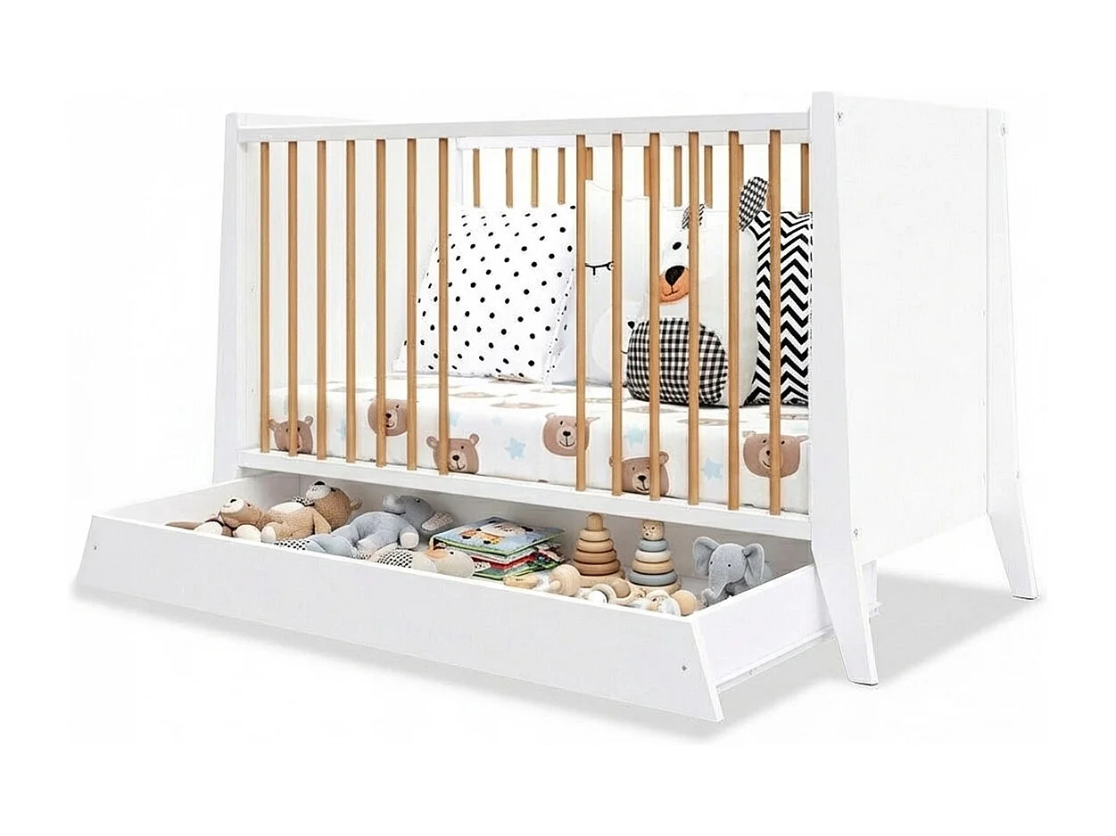 MINEA | Lit bébé évolutif avec tiroir TIMEO 60x120 cm (matelas non inclus)