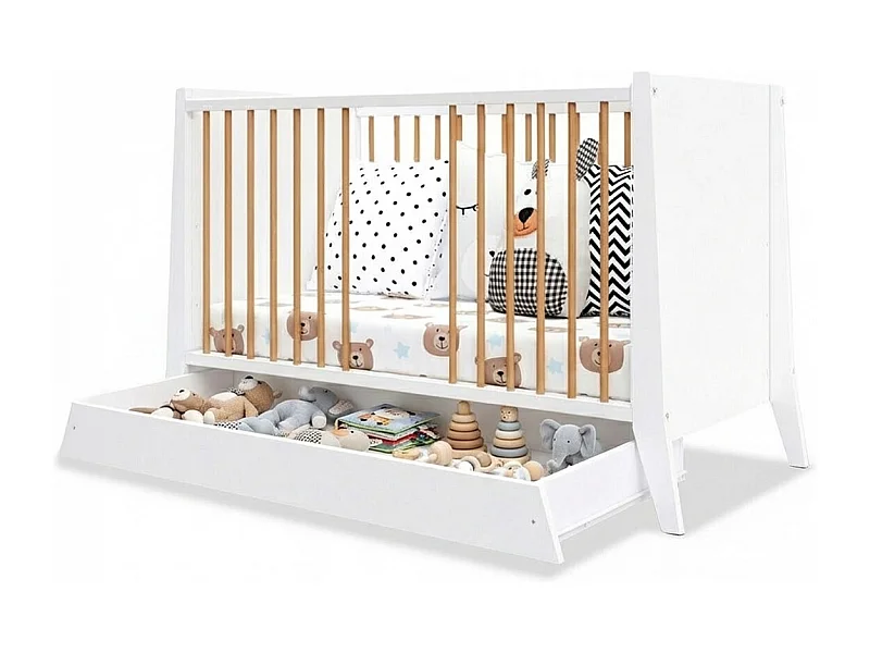 MINEA | Lit bébé évolutif avec tiroir TIMEO 60x120 cm (matelas non inclus)