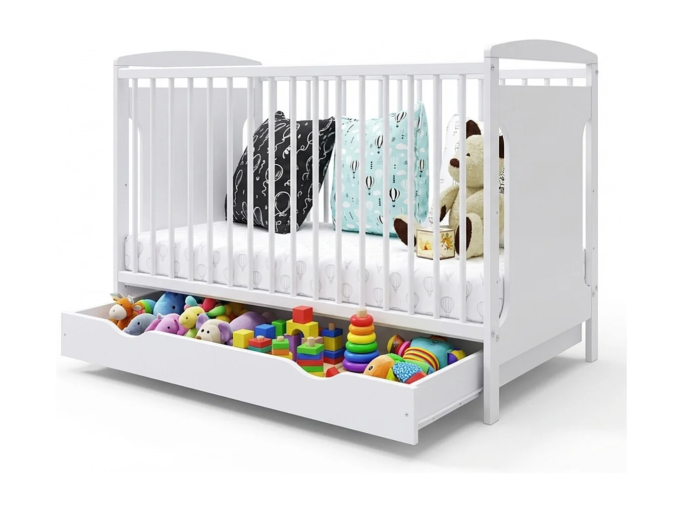 MINEA | Lit bébé évolutif avec tiroir MARGOT 60x120 cm (matelas non inclus)