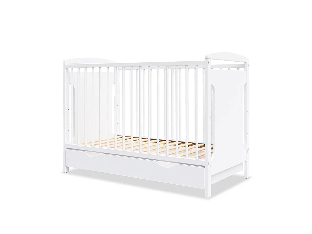 Lit bébé évolutif Margot blanc avec tiroir 60x 120 cm