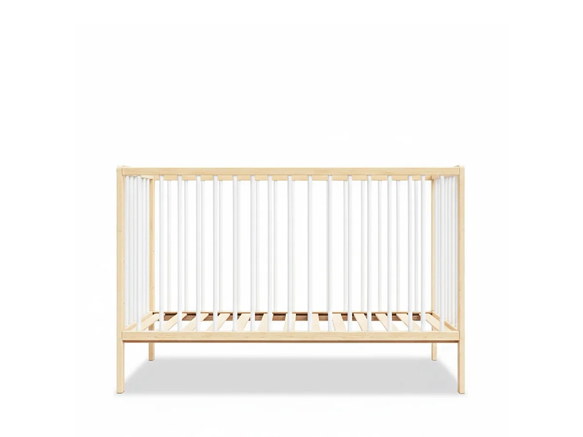 Lit bébé évolutif Mathis bois et blanc 60x 120 cm
