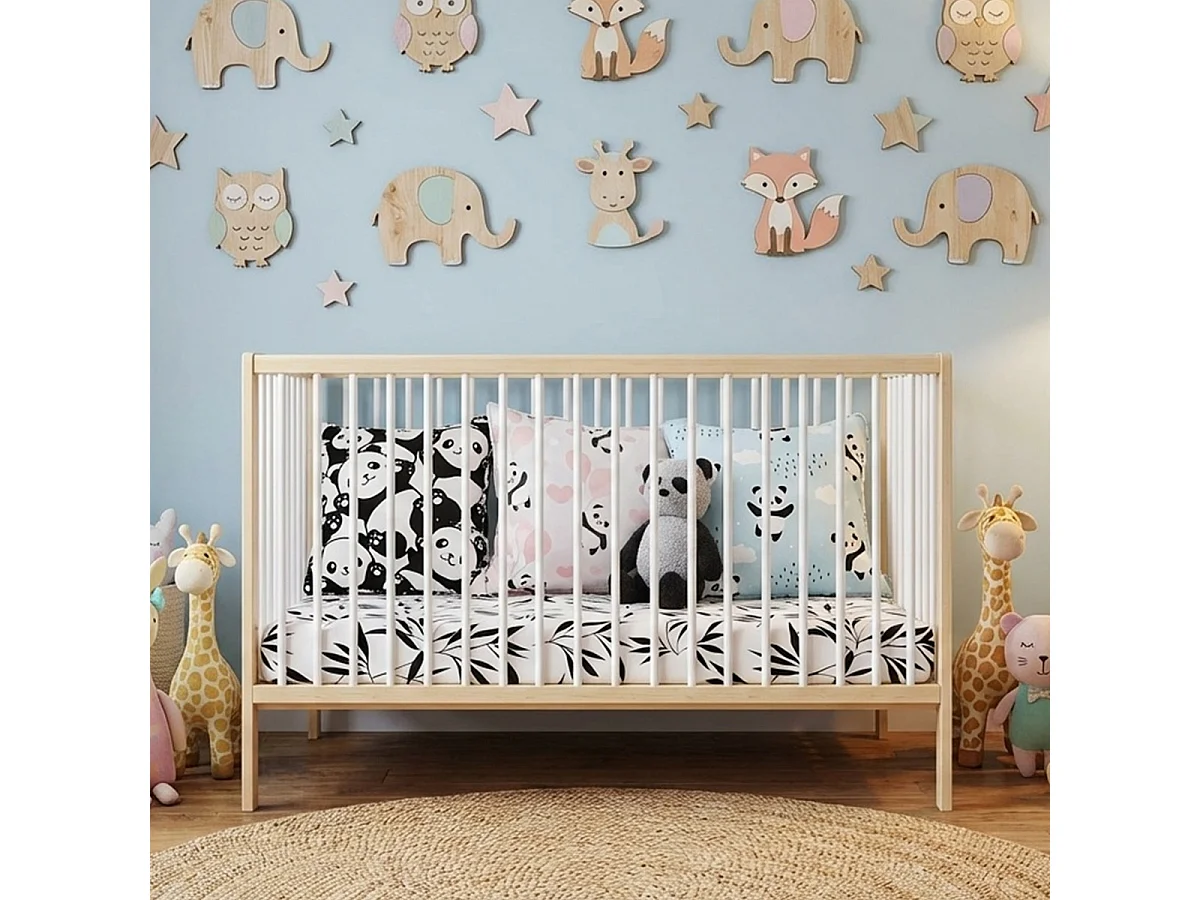 Lit bébé évolutif Mathis bois et blanc 60x 120 cm