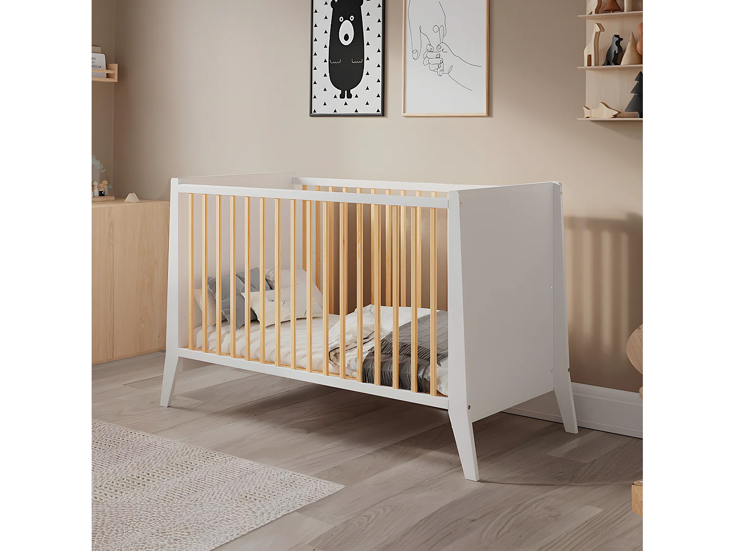 MINEA | Lit bébé évolutif TIMEO 60x120 cm (matelas non inclus)