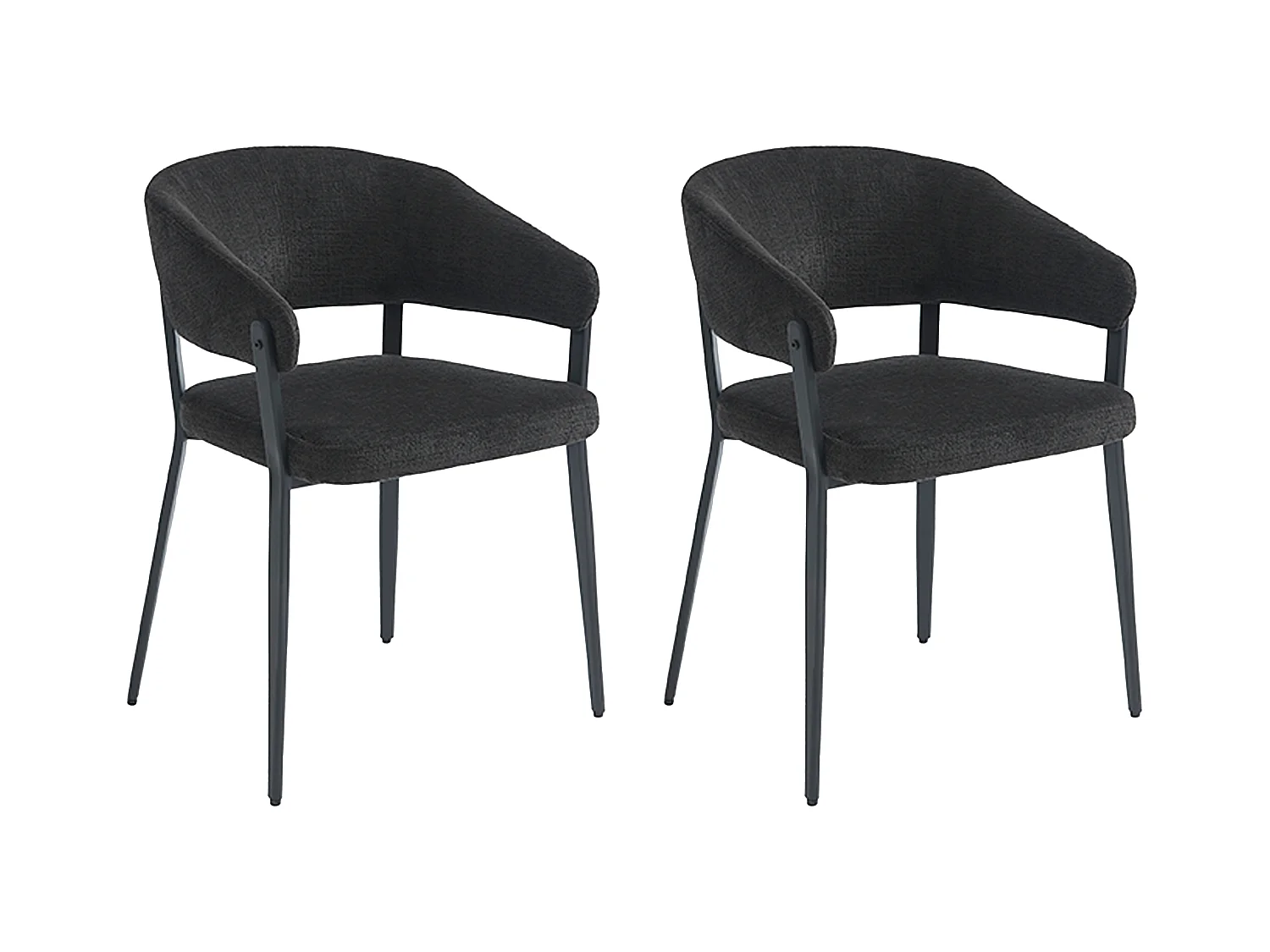 Set van 2 stoelen met armleuningen van stof en metaal - Zwart - AVRELA