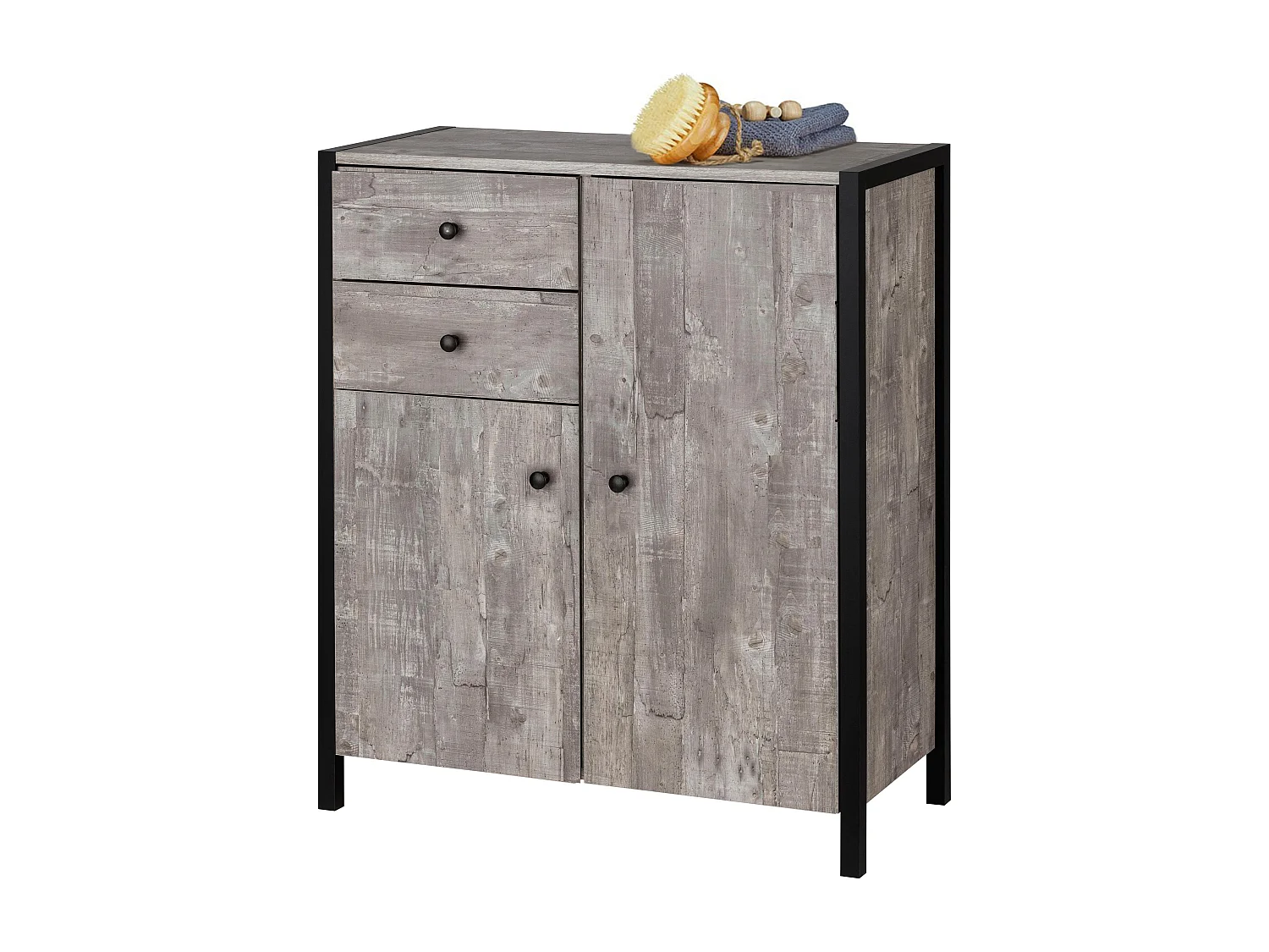 Armadio 2 ante 2 cassetti Beton Nero