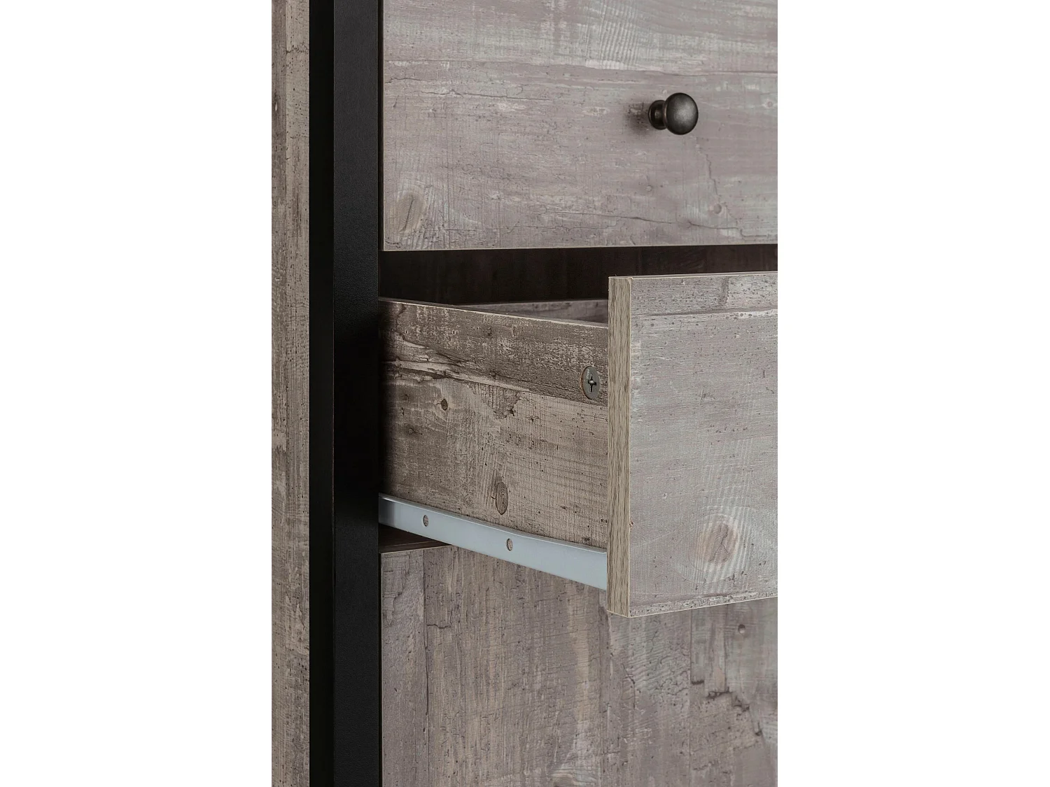 Chris | Armoire avec 2 portes et 2 tiroirs en Beton look / Noir