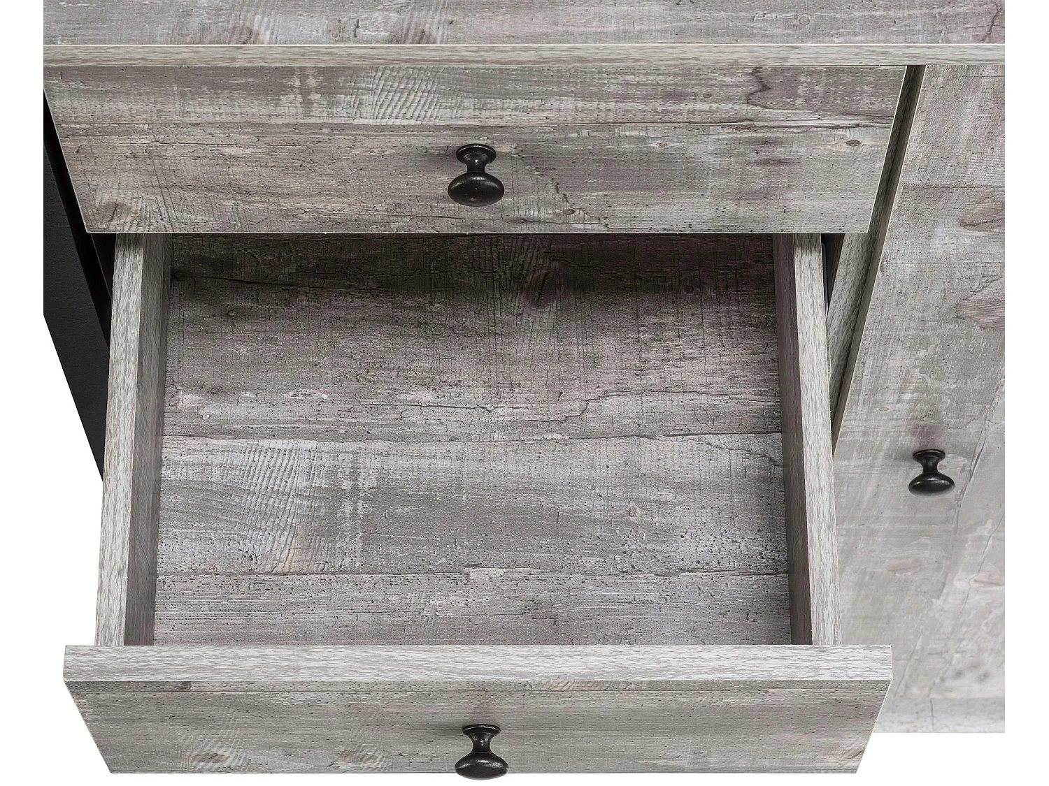 Chris | Armoire avec 2 portes et 2 tiroirs en Beton look / Noir