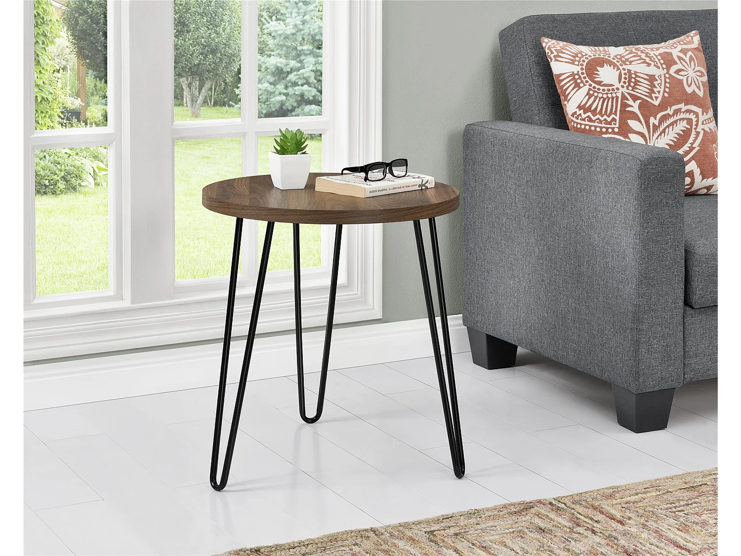 Tavolo di servizio in truciolato laminato Noce