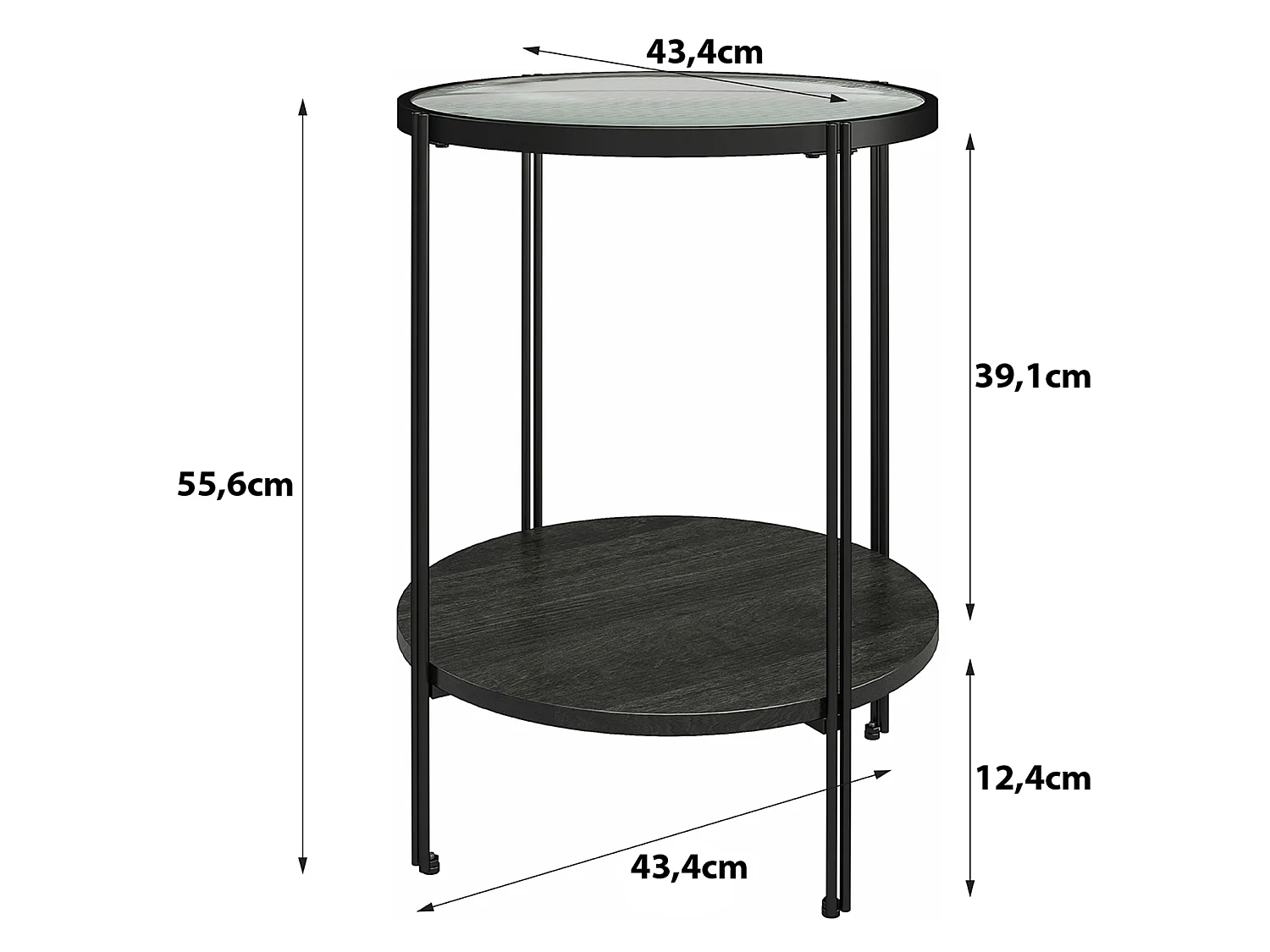 Wainwright | Table d'appoint ronde en Noir / Chêne