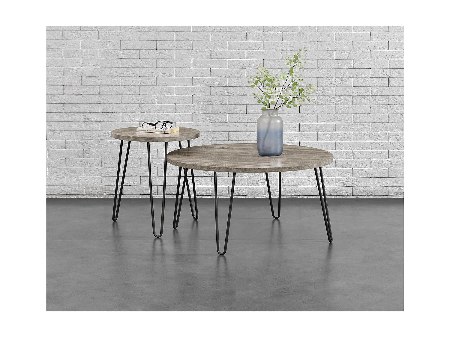 Tavolo di servizio in laminato truciolare rovere grigio