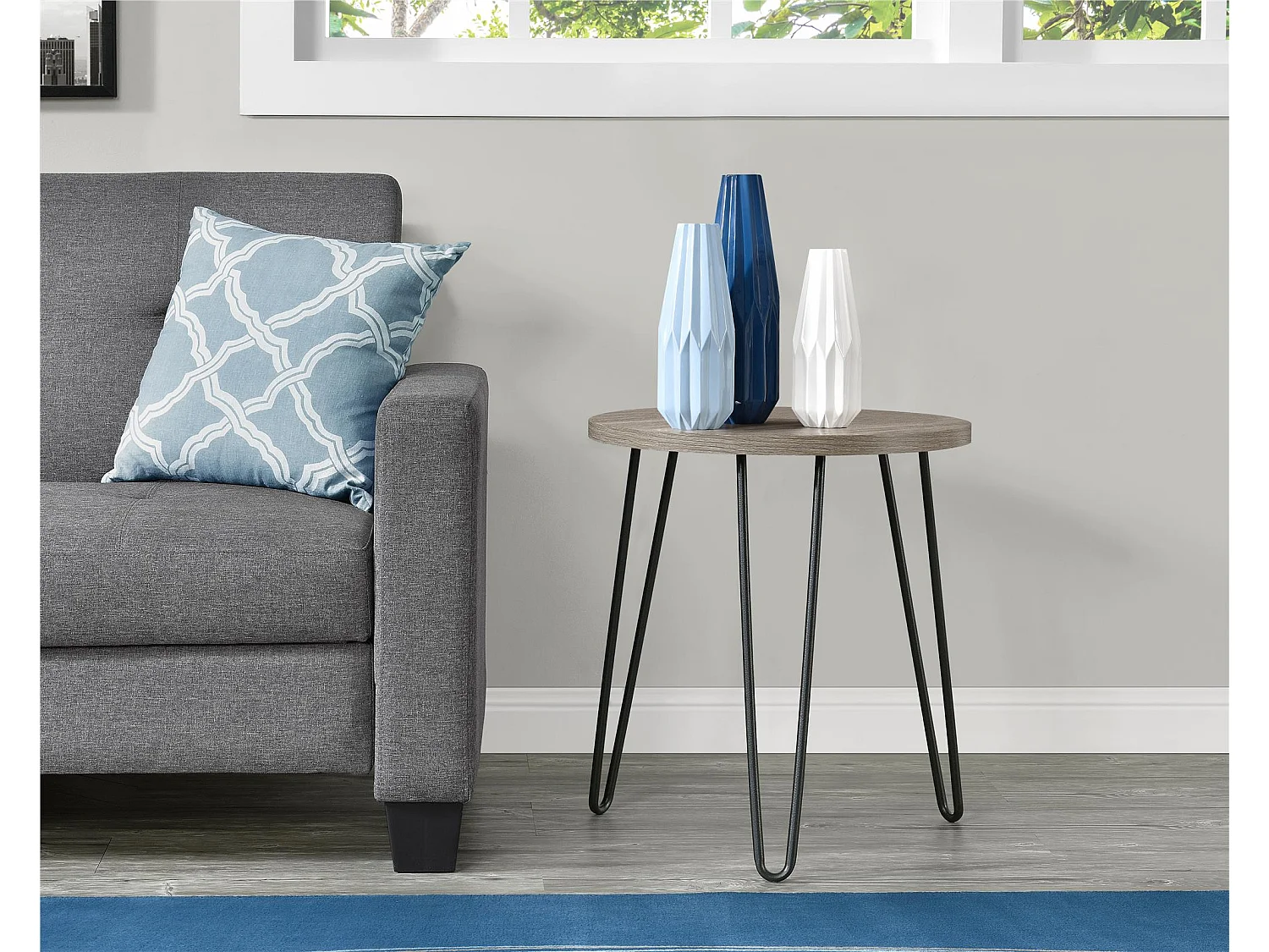 Owen | Table d'appoint en panneau de particules stratifié Chêne gris