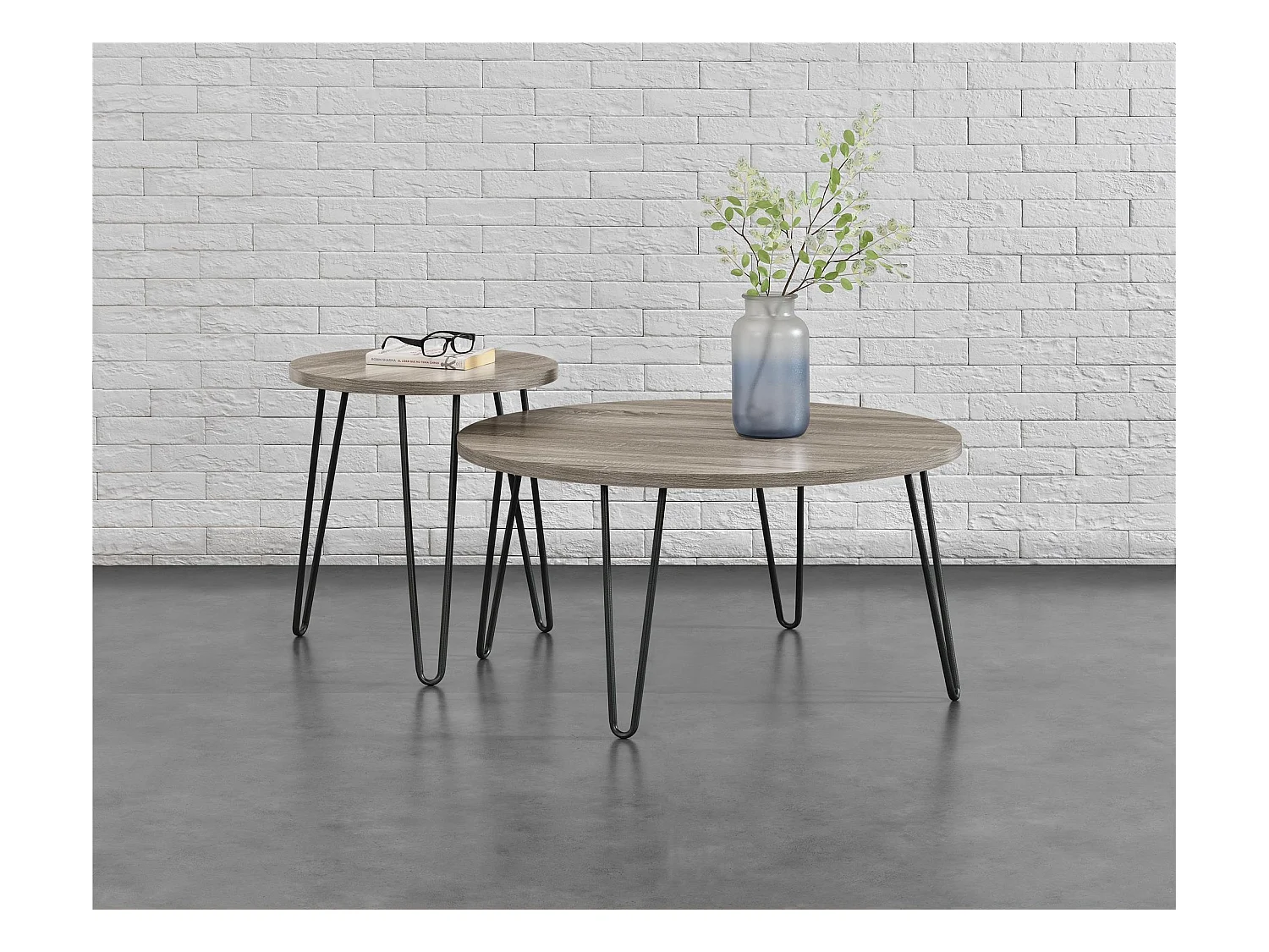 Owen | Table d'appoint en panneau de particules stratifié Chêne gris